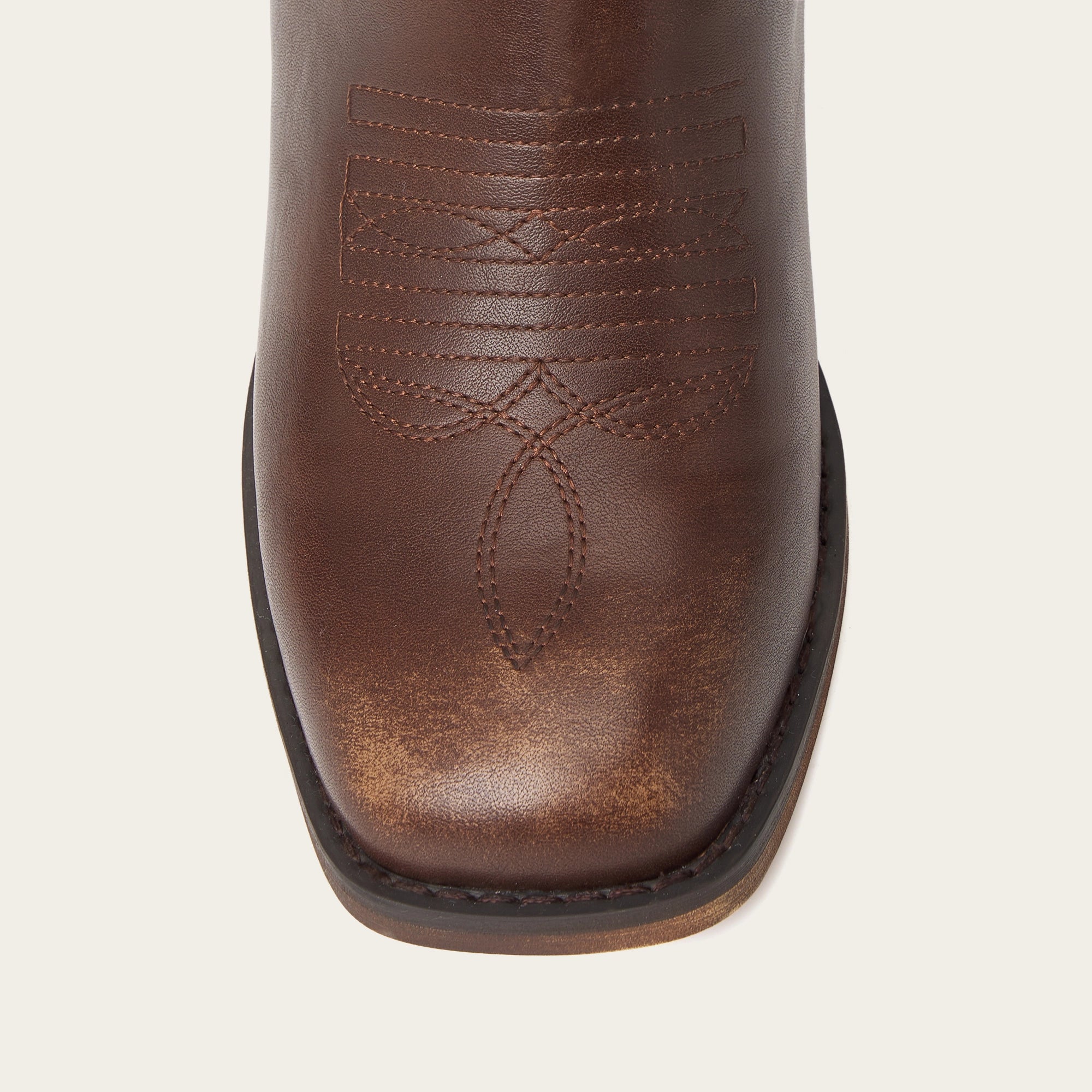 The Bronco - Brown Square Toe Embroidered Mid-calf Cowgirl Boots