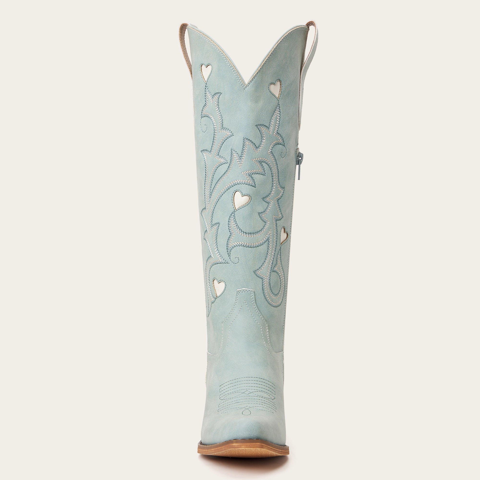 The Hallie – Blue Heart Cutouts Embroidered Western Cowgirl Boots