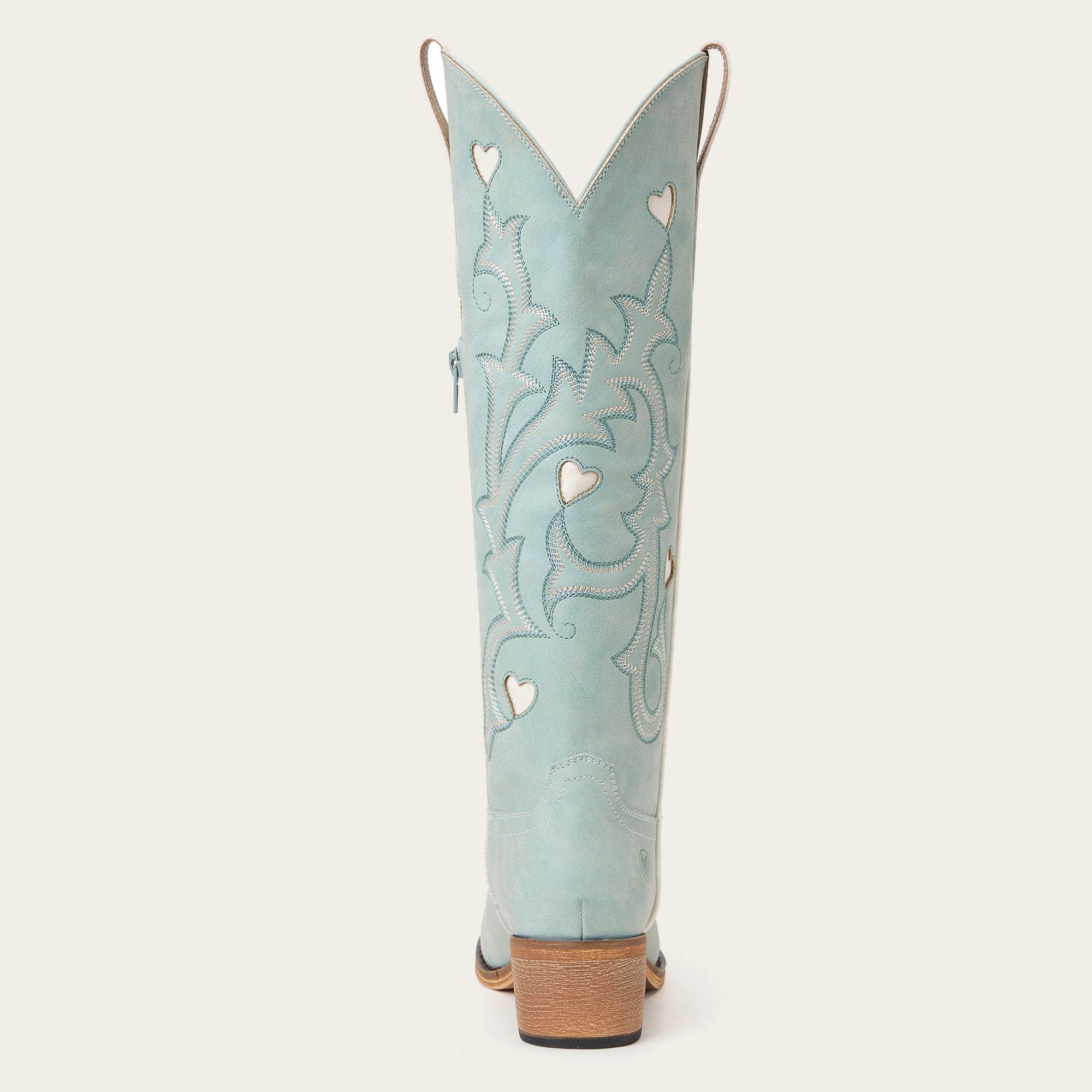 The Hallie - Blue Heart Cutouts Embroidered Western Cowgirl Boots