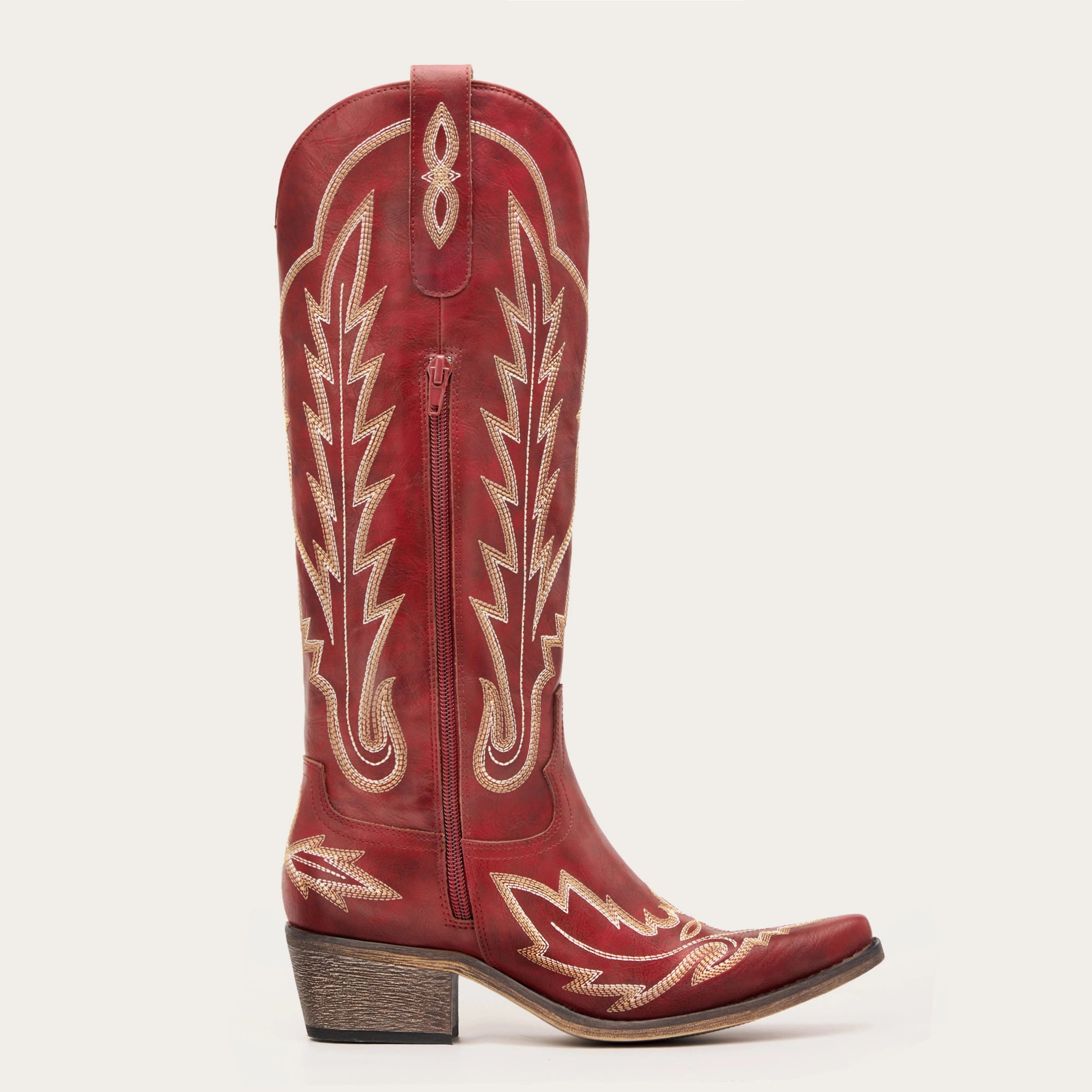 The Rosemary - Burgundy Classic Tall Cowgirl Boots with Embroidery