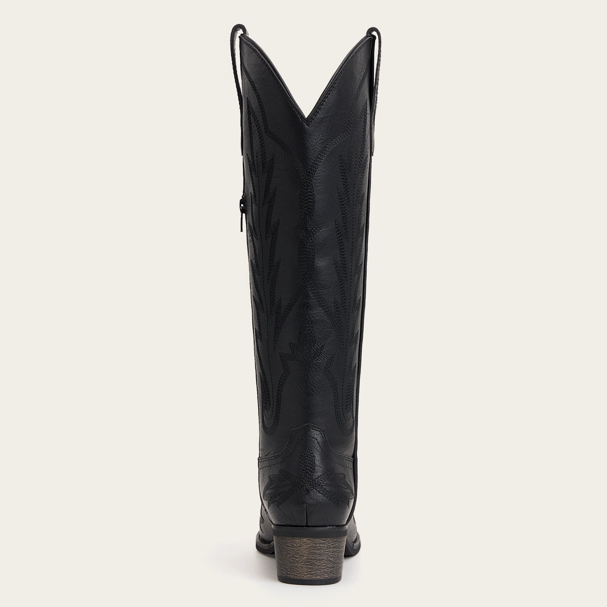 The Rosemary - Black Embroidered Tall Western Cowgirl Boots with Side Zipper
