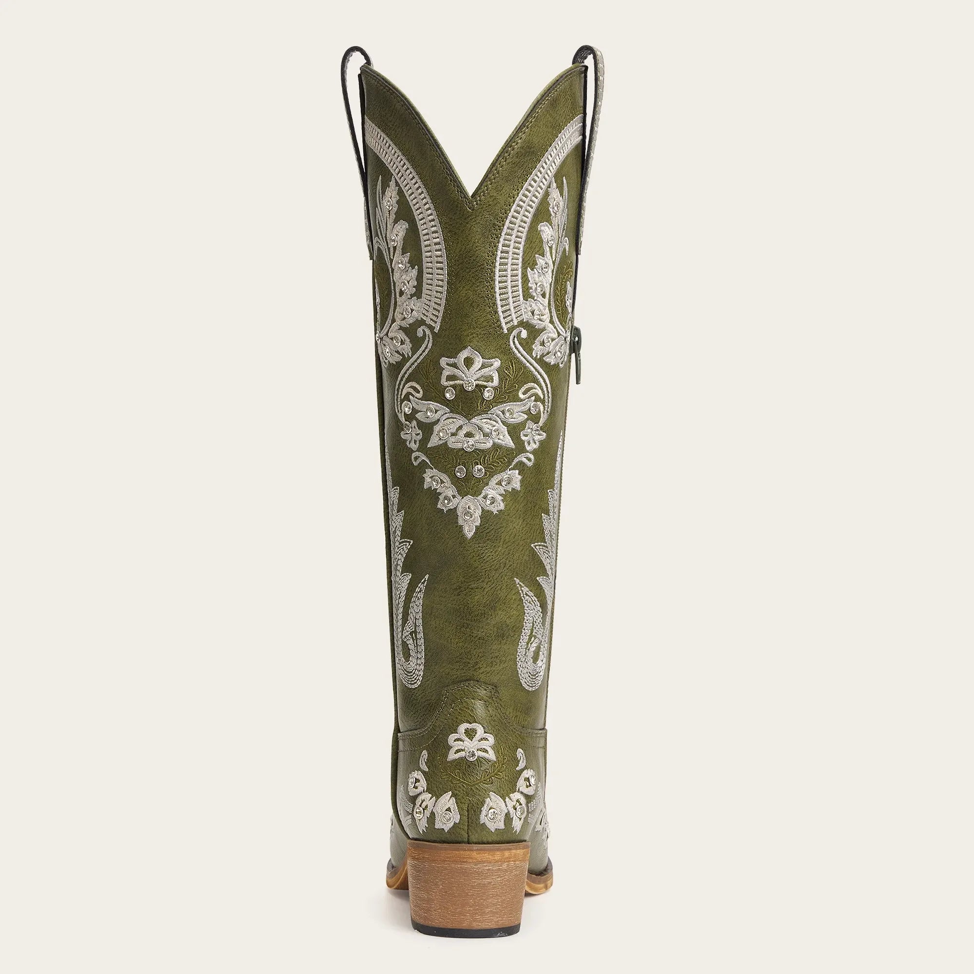 The Aurelia - Olive Green Women's Cowboy Boots with Snip Toe & Floral Embroidery