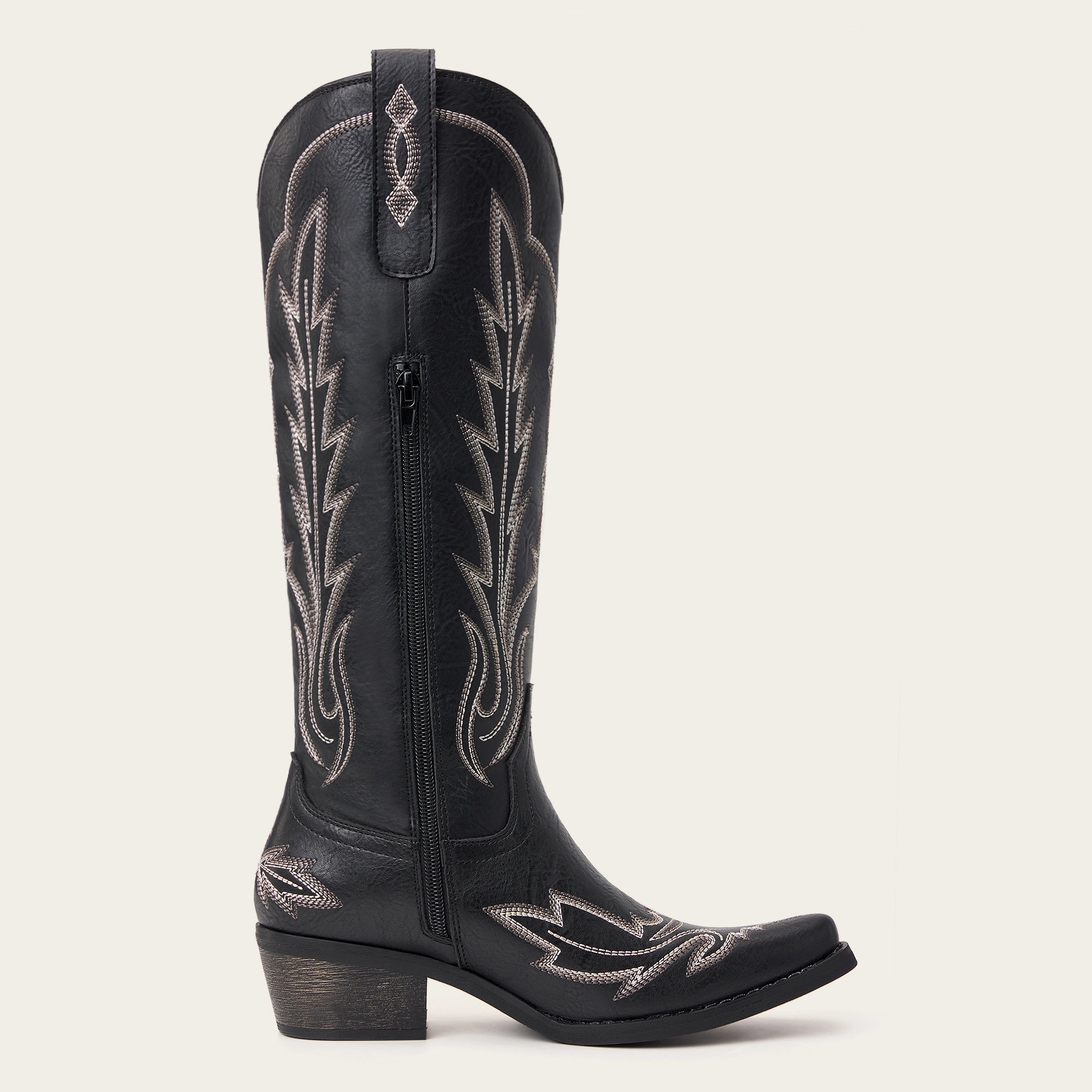 The Rosemary – Black Lightning Embroidered Cowgirl Boots