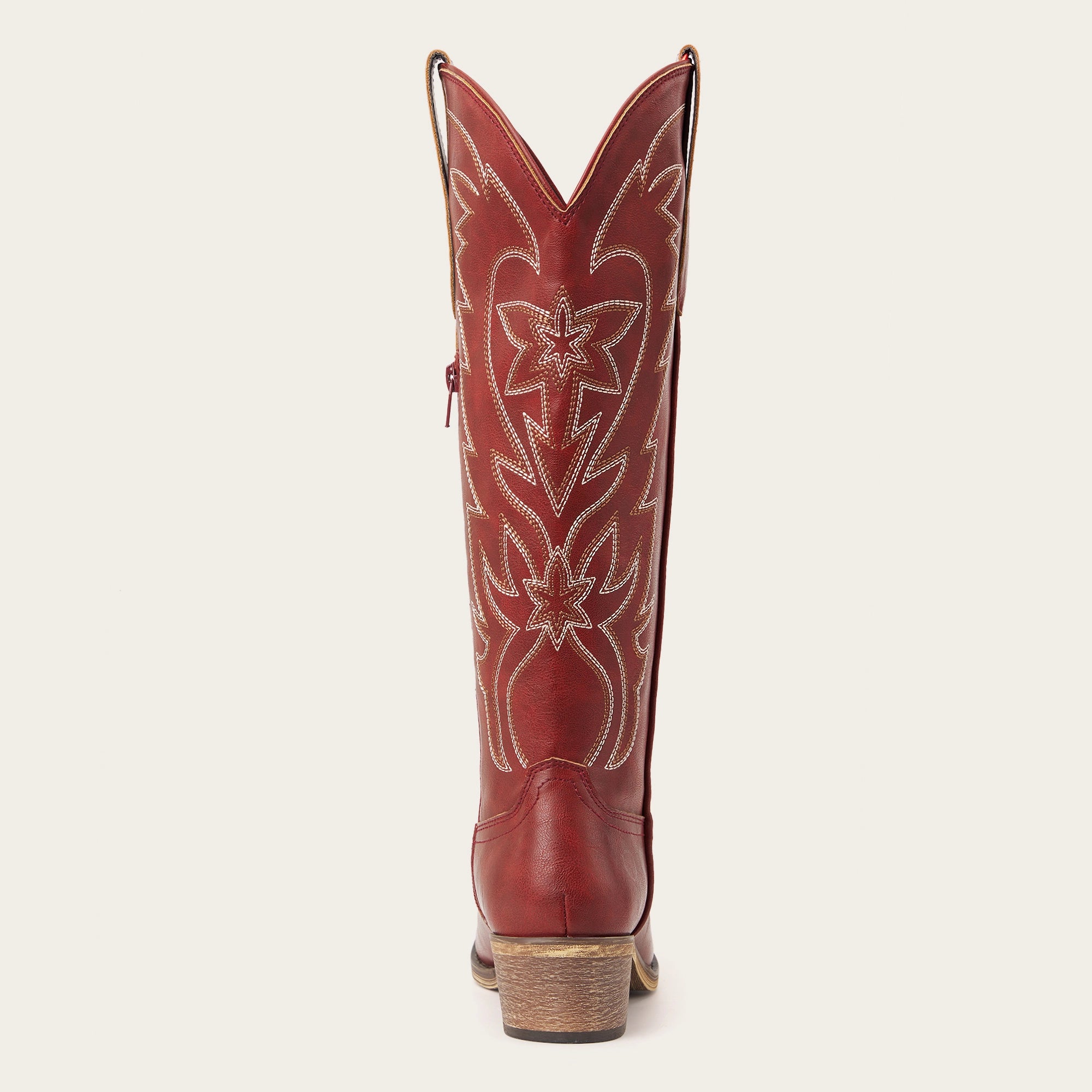 The Molly Wood - Red Starburst Embroidered Snip Toe Tall Western Cowgirl Boots