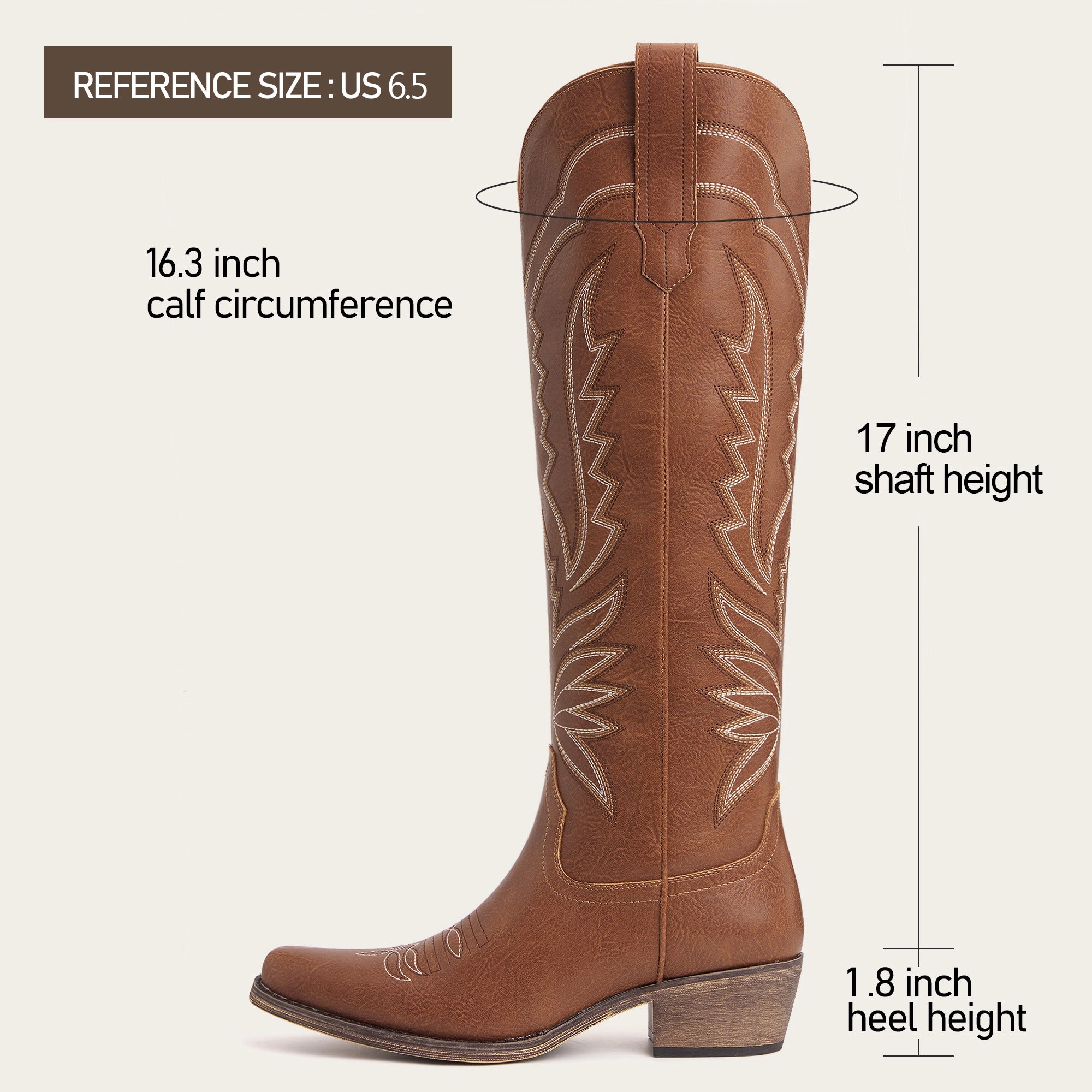 The Laurey - Brown Embroidered Snip Toe Cowgirl Boots with Side Zipper