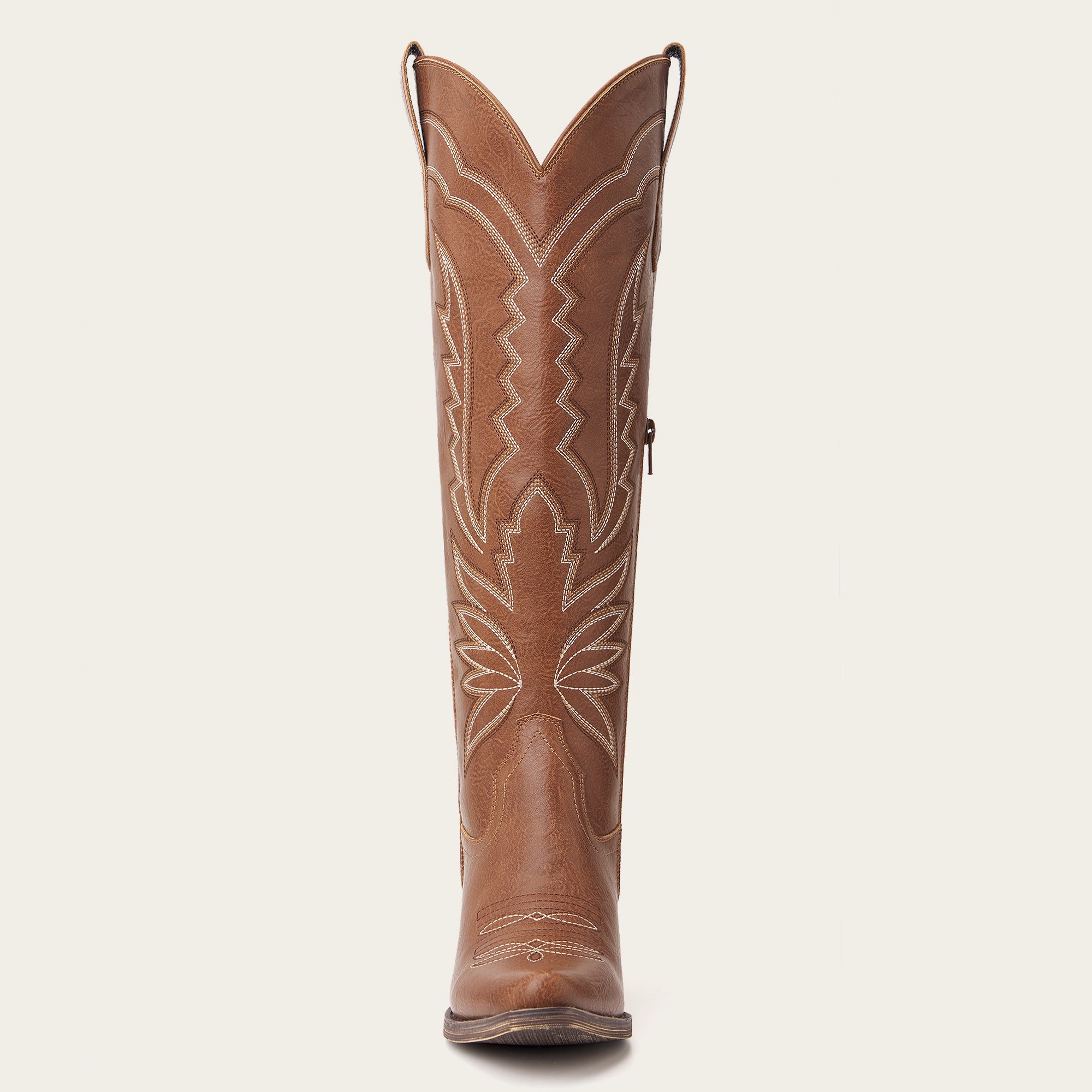 The Laurey - Brown Lightning Embroidered Cowgirl Boots with Classic Western Flair