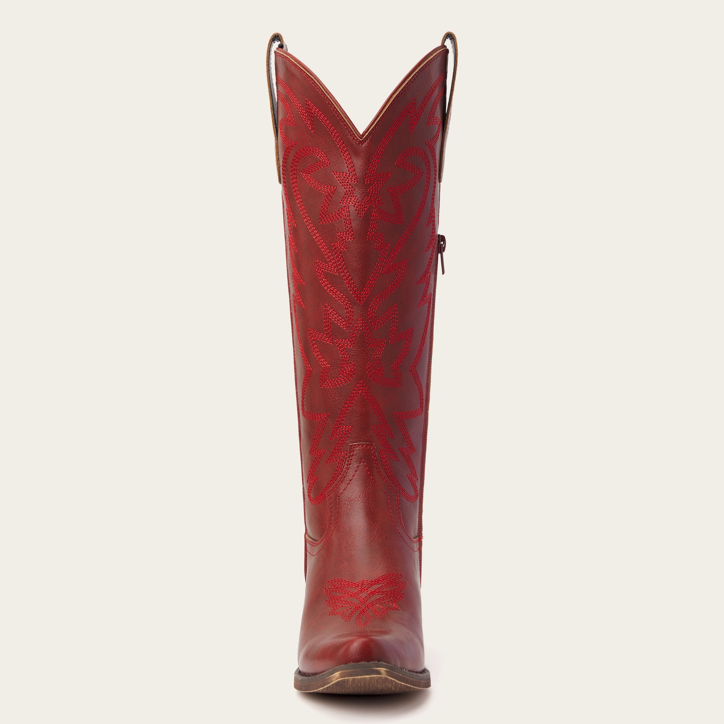 The Molly Wood - Canyon Red Embroidered Tall Western Cowgirl Boots with Side Zipper