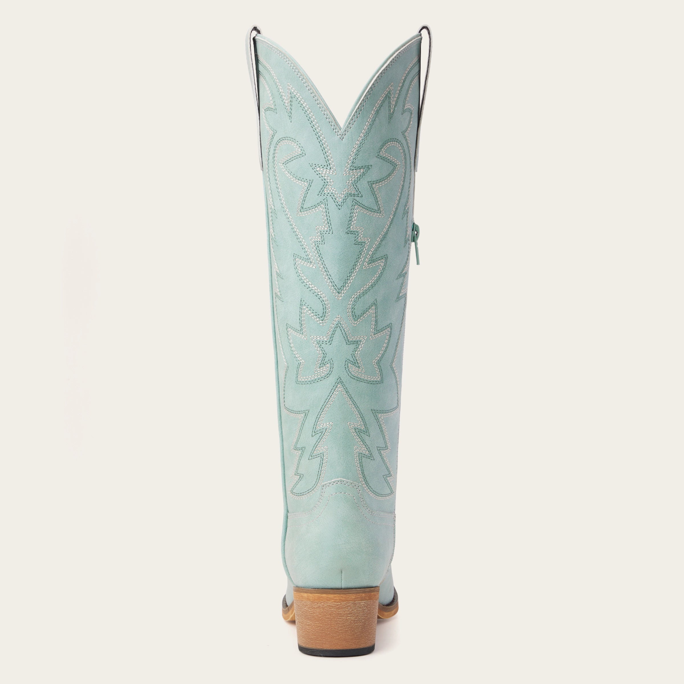 The Molly Wood - Sky Blue Embroidered Tall Western Cowgirl Boots with Side Zipper