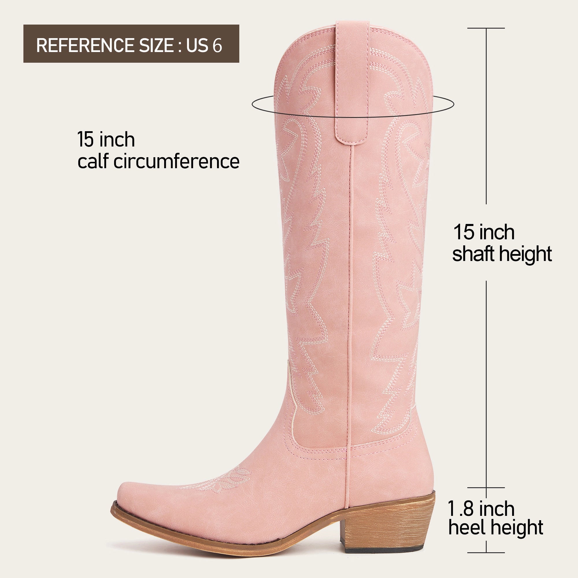 The Molly Wood - Blush Pink Embroidered Tall Western Cowgirl Boots with Side Zipper