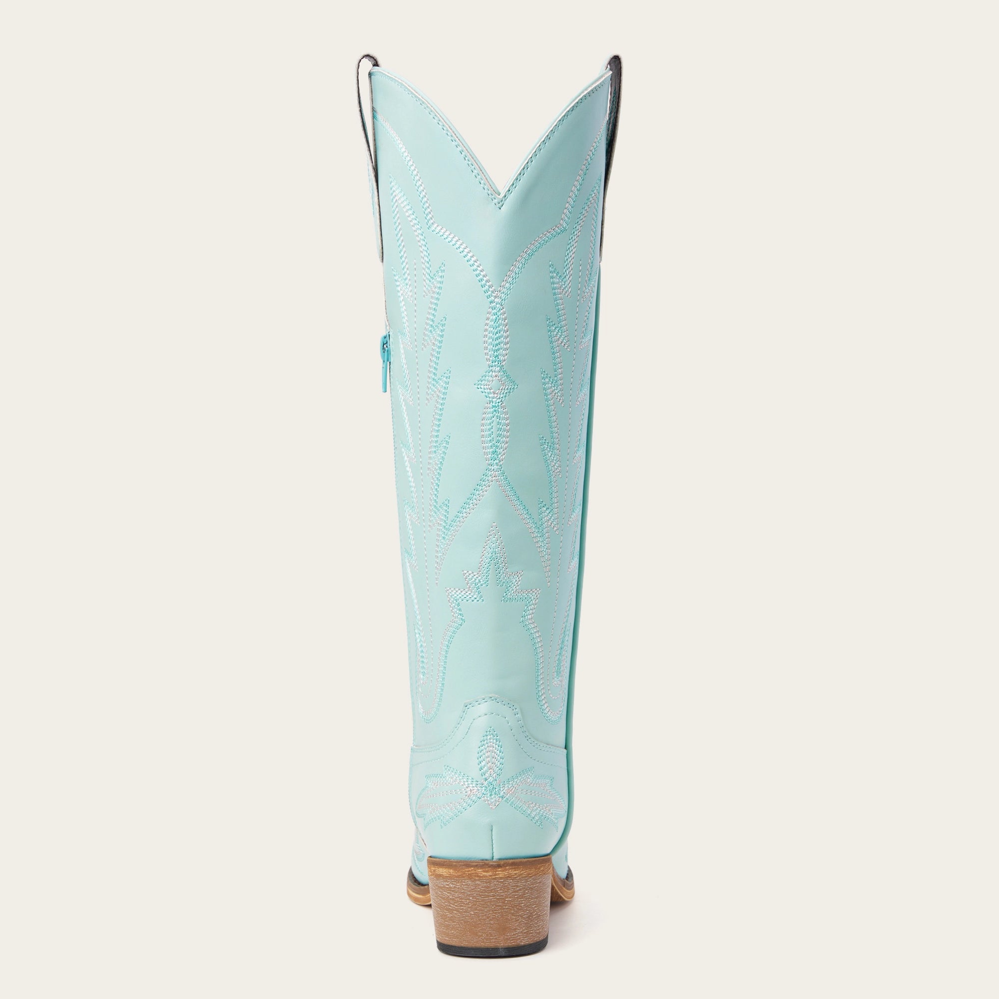 The Rosemary - Sky Blue Embroidered Tall Western Cowgirl Boots with Side Zipper