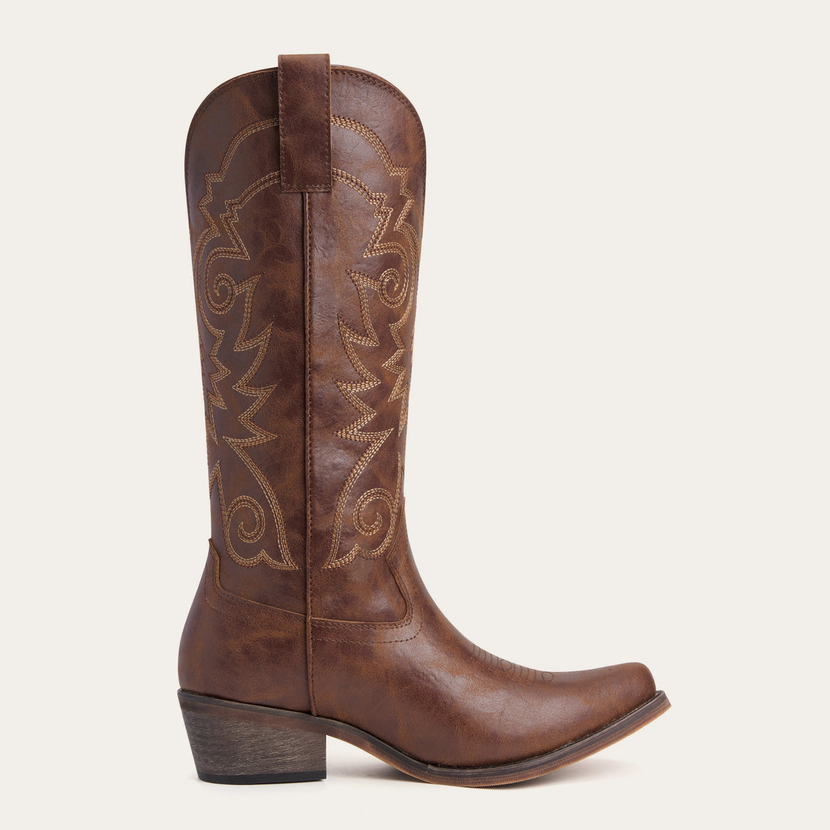 The Cassidy - Cognac Embroidered Snip Toe Western Cowgirl Boots