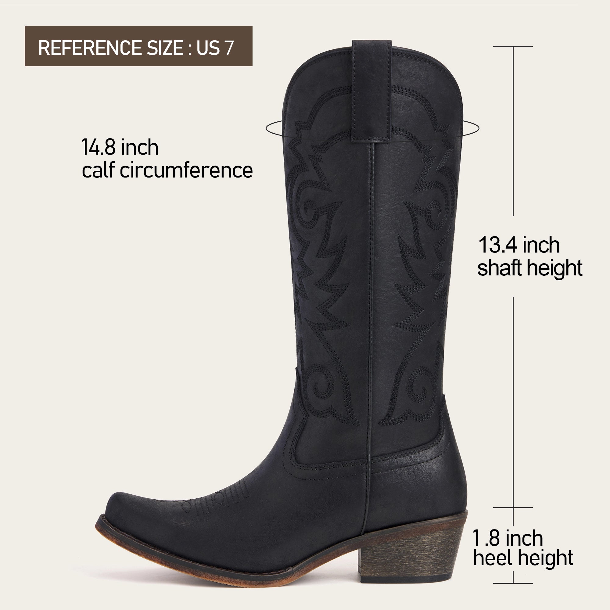 The Cassidy - Black Embroidered Snip Toe Western Cowgirl Boots