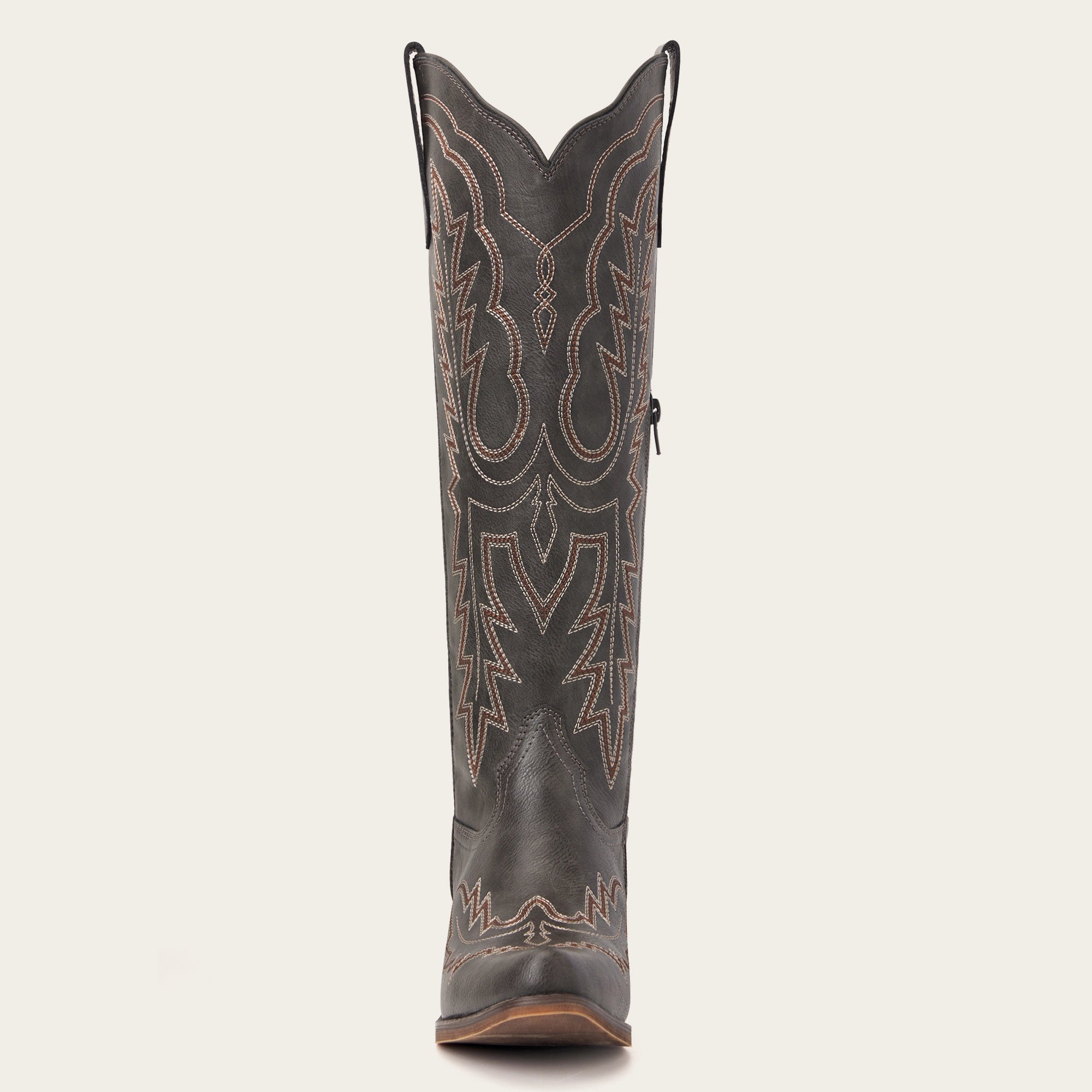 The Montana - Charcoal Black Embroidered Snip Toe Tall Cowgirl Boots with Side Zipper