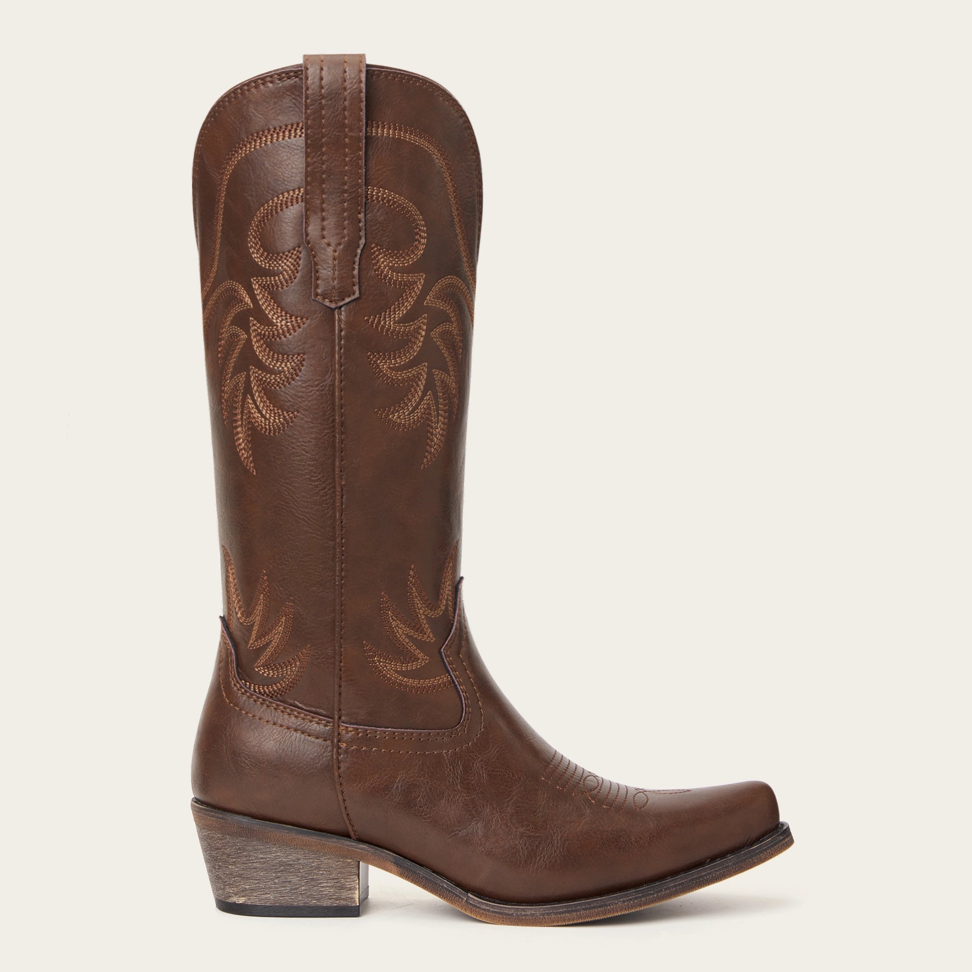 The Elizabeth - Brown Bonded Leather Classic Snip Toe Cowgirl Boots