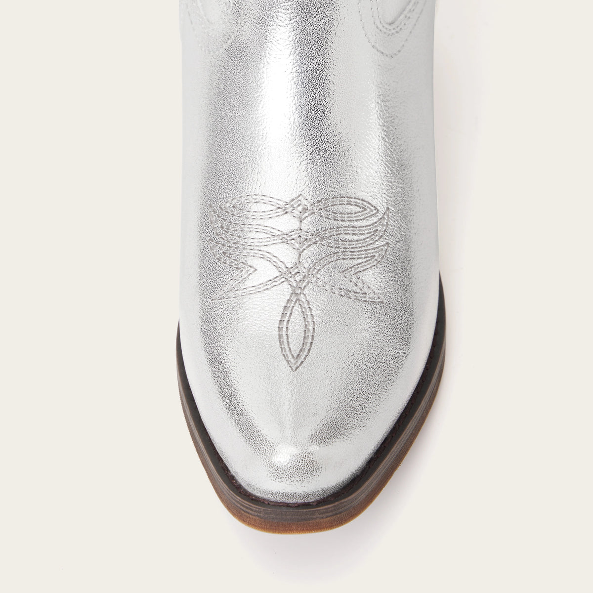 The Molly Wood - Metallic Silver Starburst Embroidered Tall Western Cowgirl Boots with Side Zipper