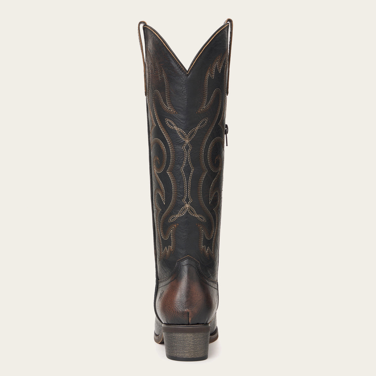 The Cheyenne - DarkBrown Scroll Embroidered Snip Toe Cowgirl Boots with Side Zipper