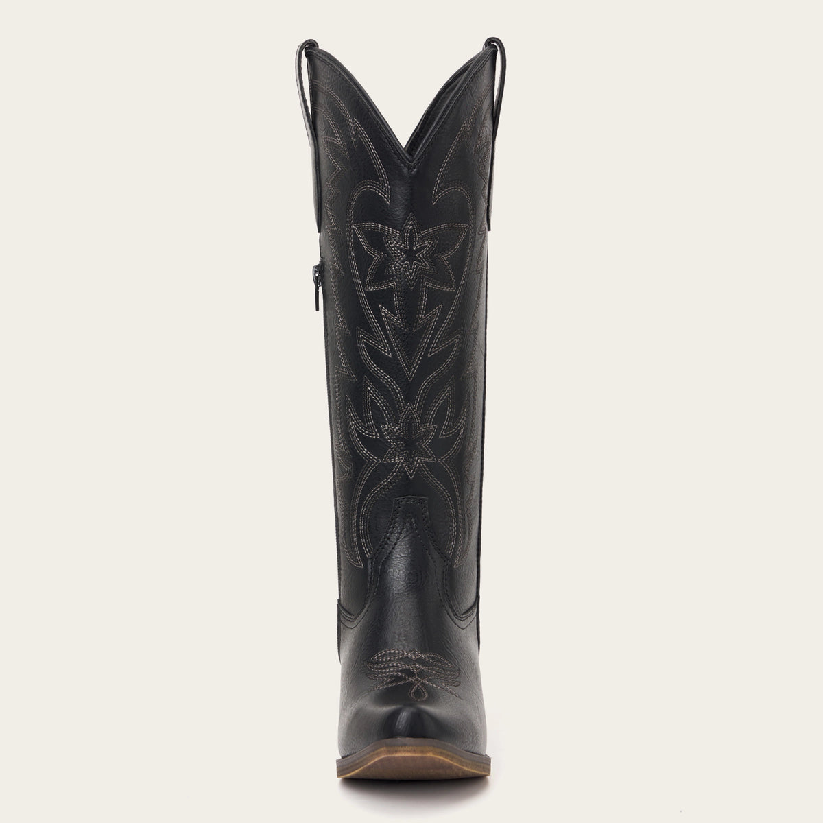 The Molly Wood - Black Starburst Embroidered Tall Western Cowgirl Boots with Side Zipper