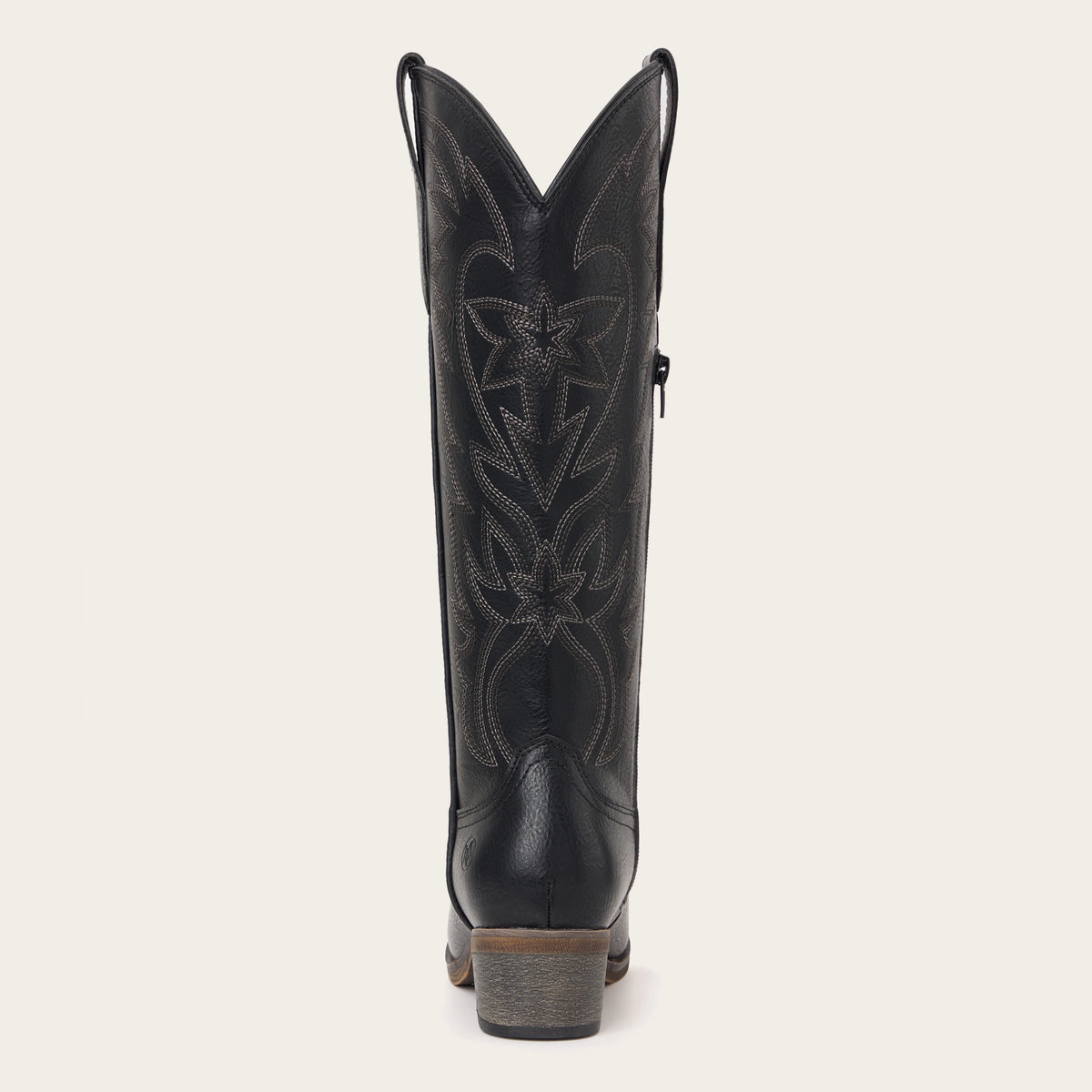 The Molly Wood - Black Starburst Embroidered Tall Western Cowgirl Boots with Side Zipper