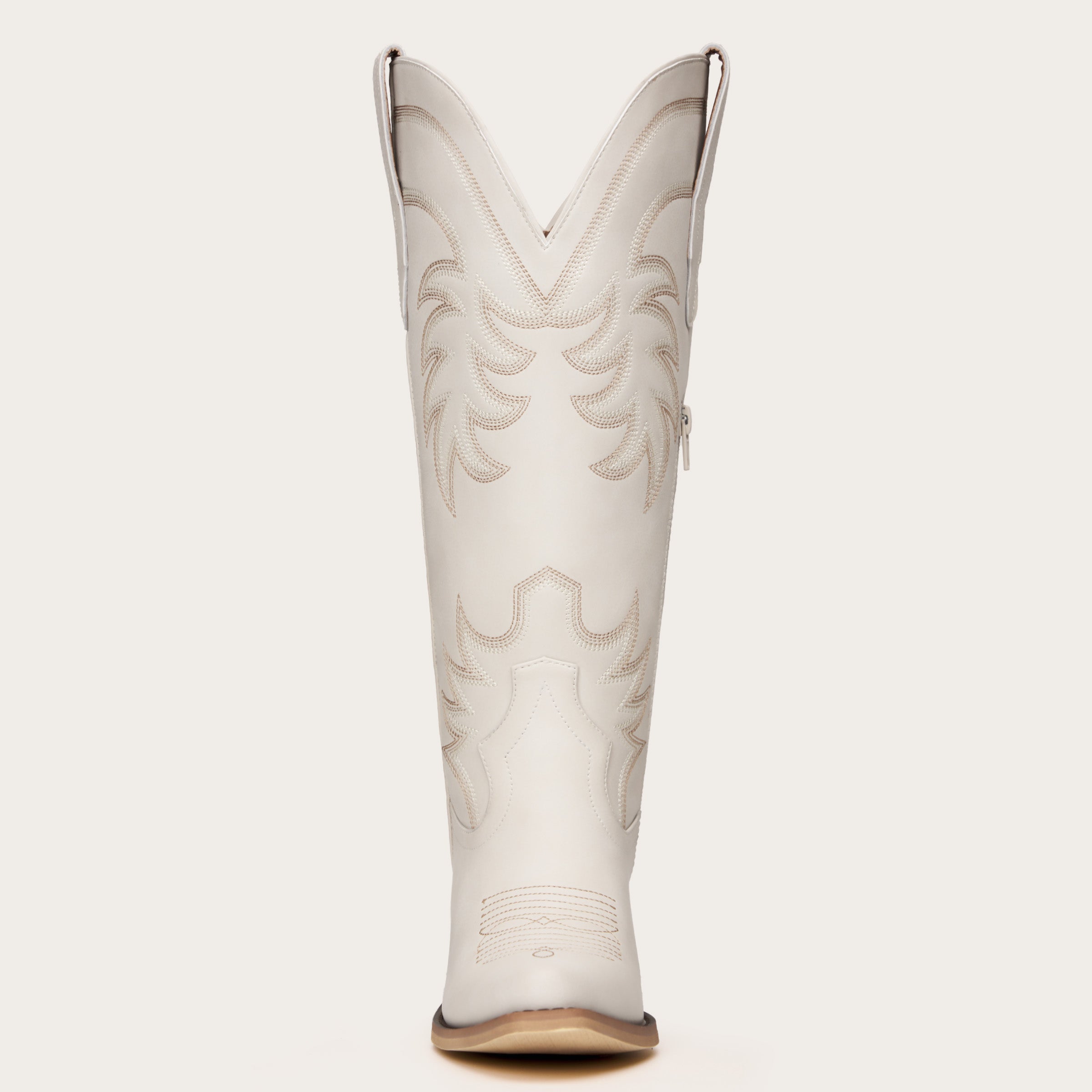The Elizabeth - Cream Cowgirl Boots with Timeless Elegance Embroidery