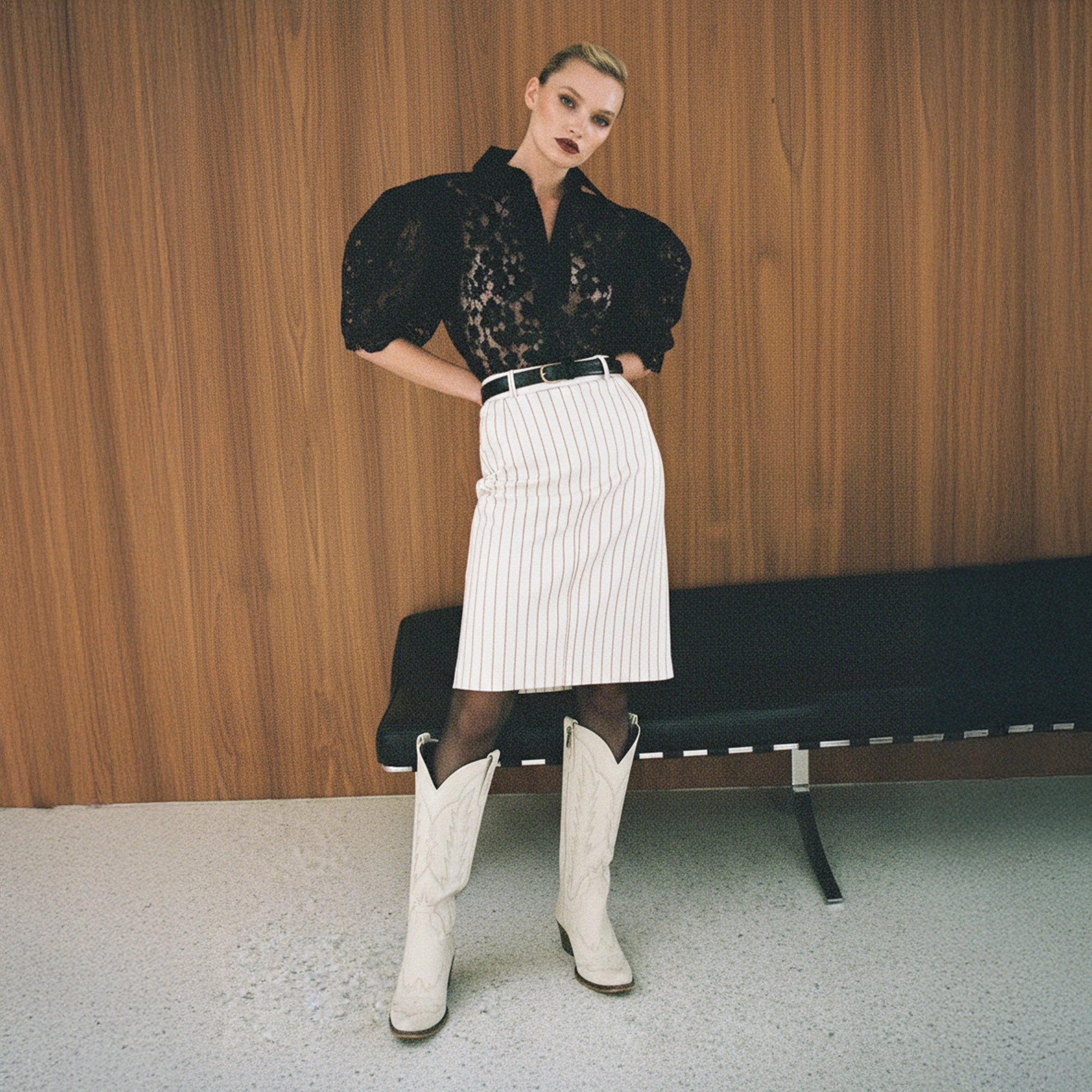 The Rosemary - Cream Classic Tall Cowgirl Boots with Embroidery