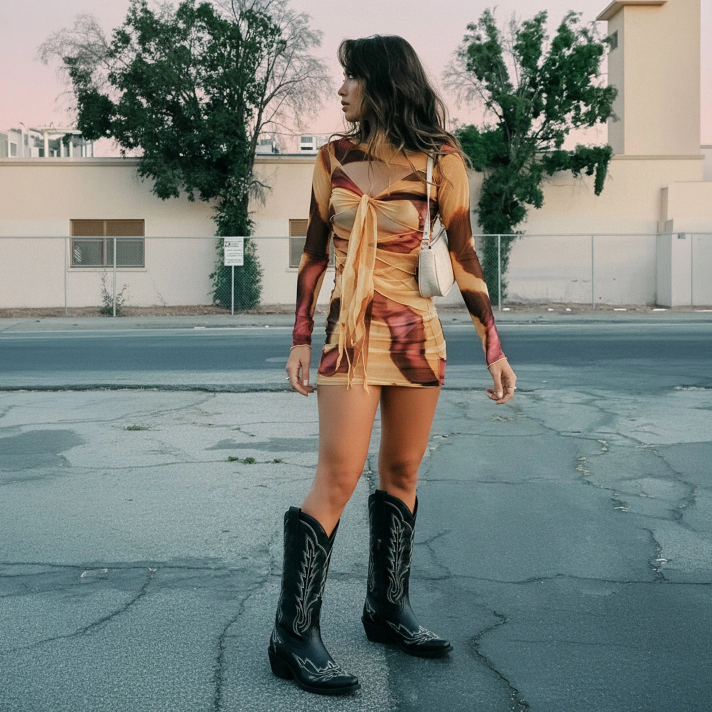 The Rosemary – Black Lightning Embroidered Cowgirl Boots