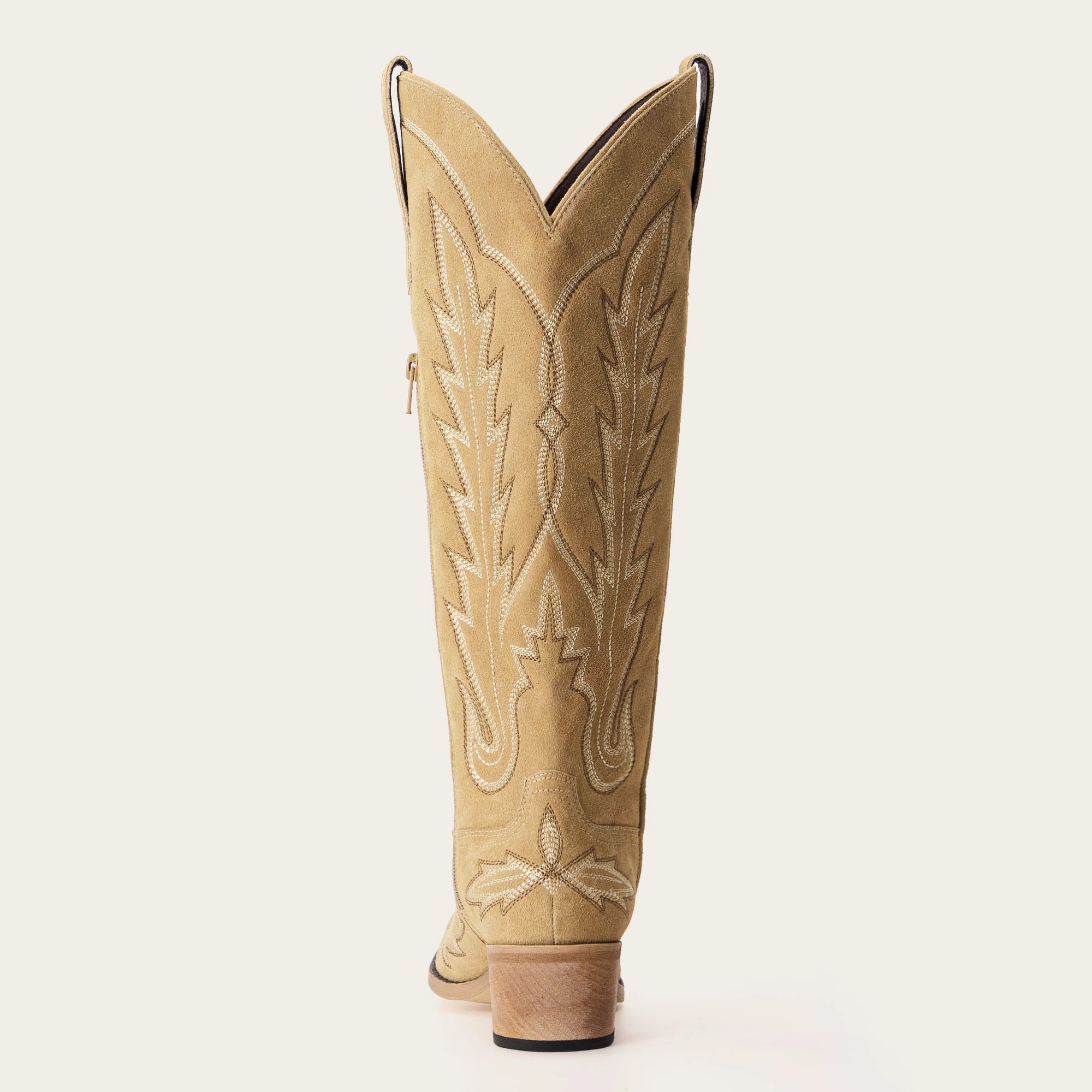 The Rosemary - Beige Suede Classic Tall Cowgirl Boots with Embroidery