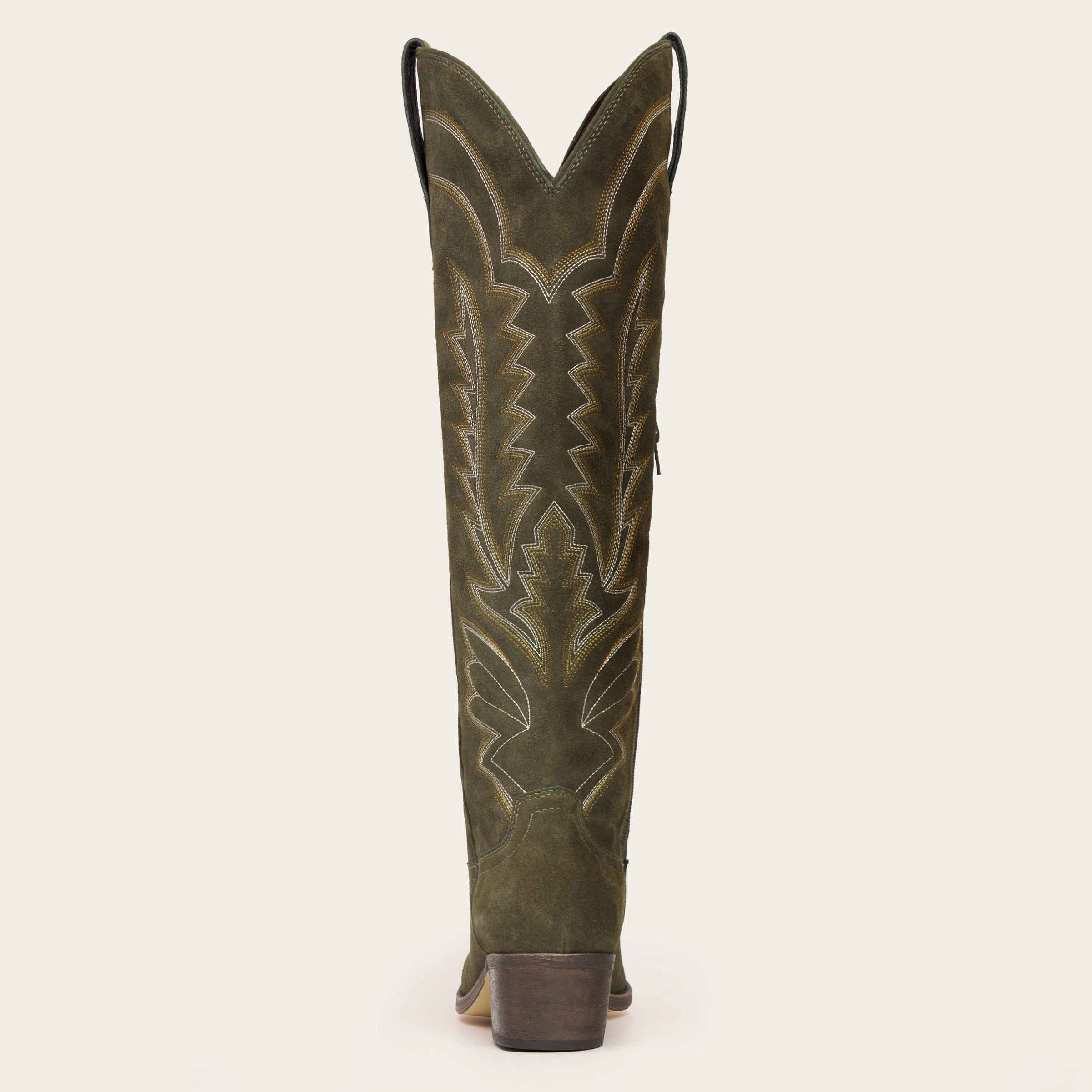 The Laurey - Olive Suede Embroidered Cowgirl Boots with Classic Western Flair