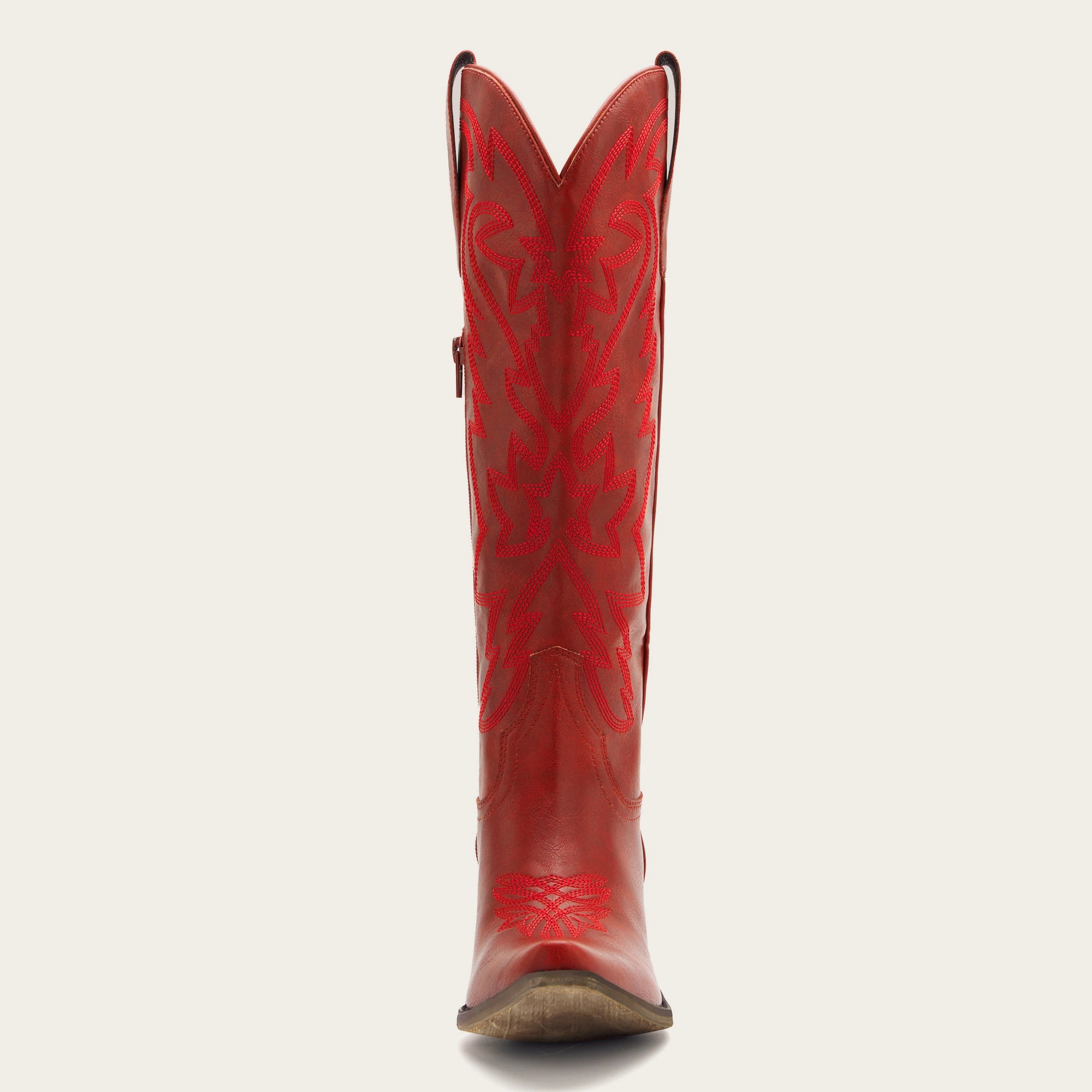 The Molly Wood – Red Snip Toe Embroidered Cute Comfortable Tall Cowgirl Boots
