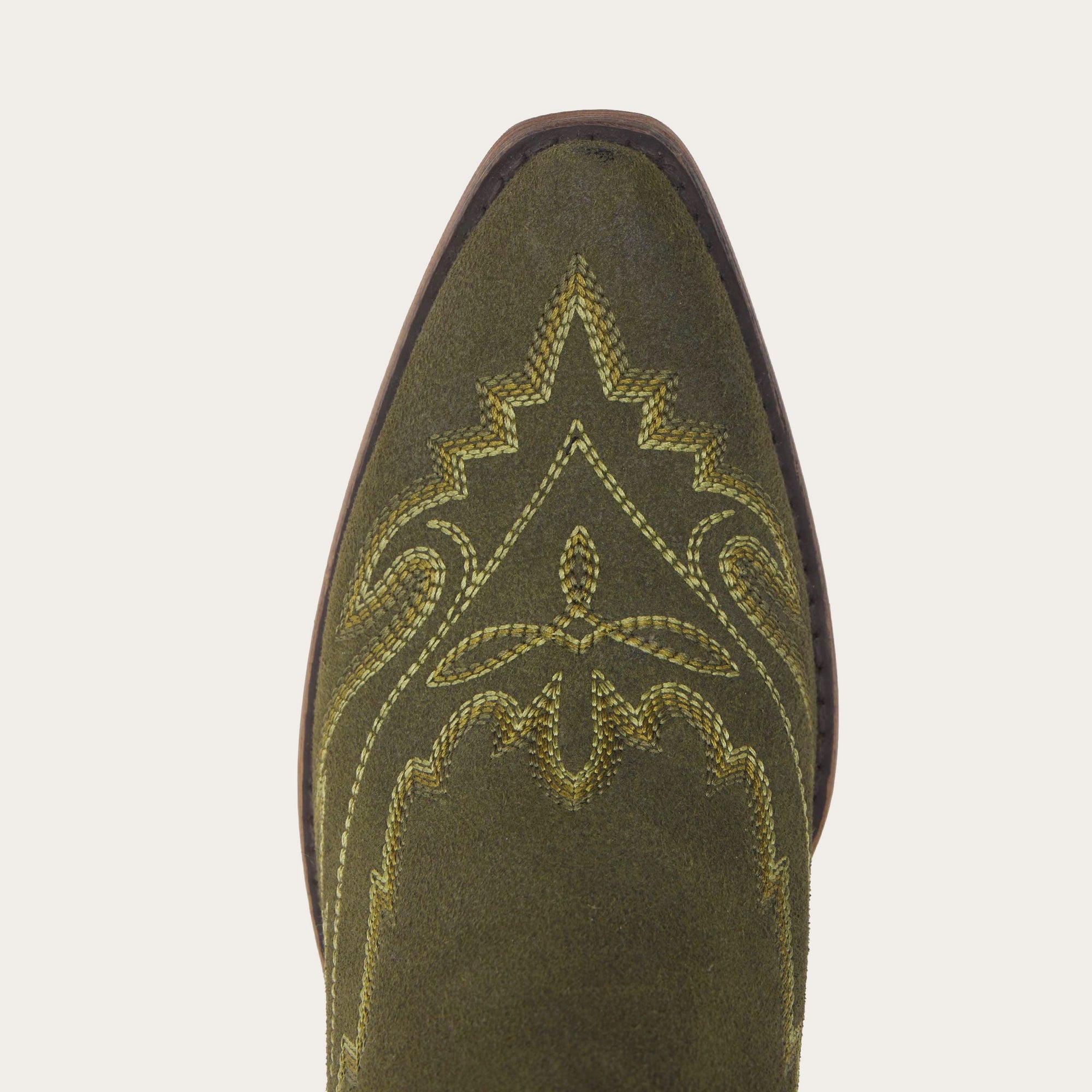 The Rosemary - Olive Faux Suede Classic Tall Cowgirl Boots with Embroidery