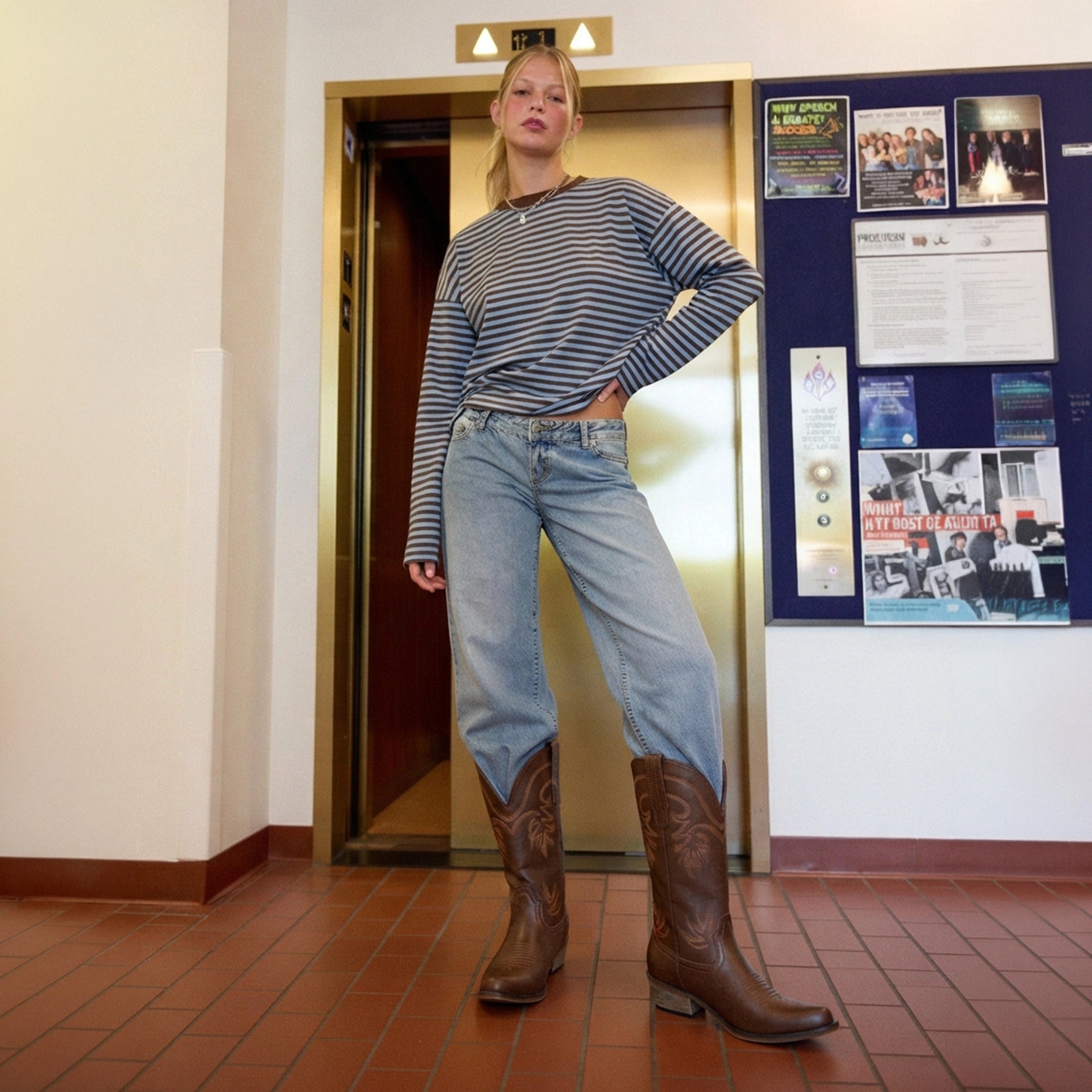 The Elizabeth - Brown Bonded Leather Classic Snip Toe Cowgirl Boots