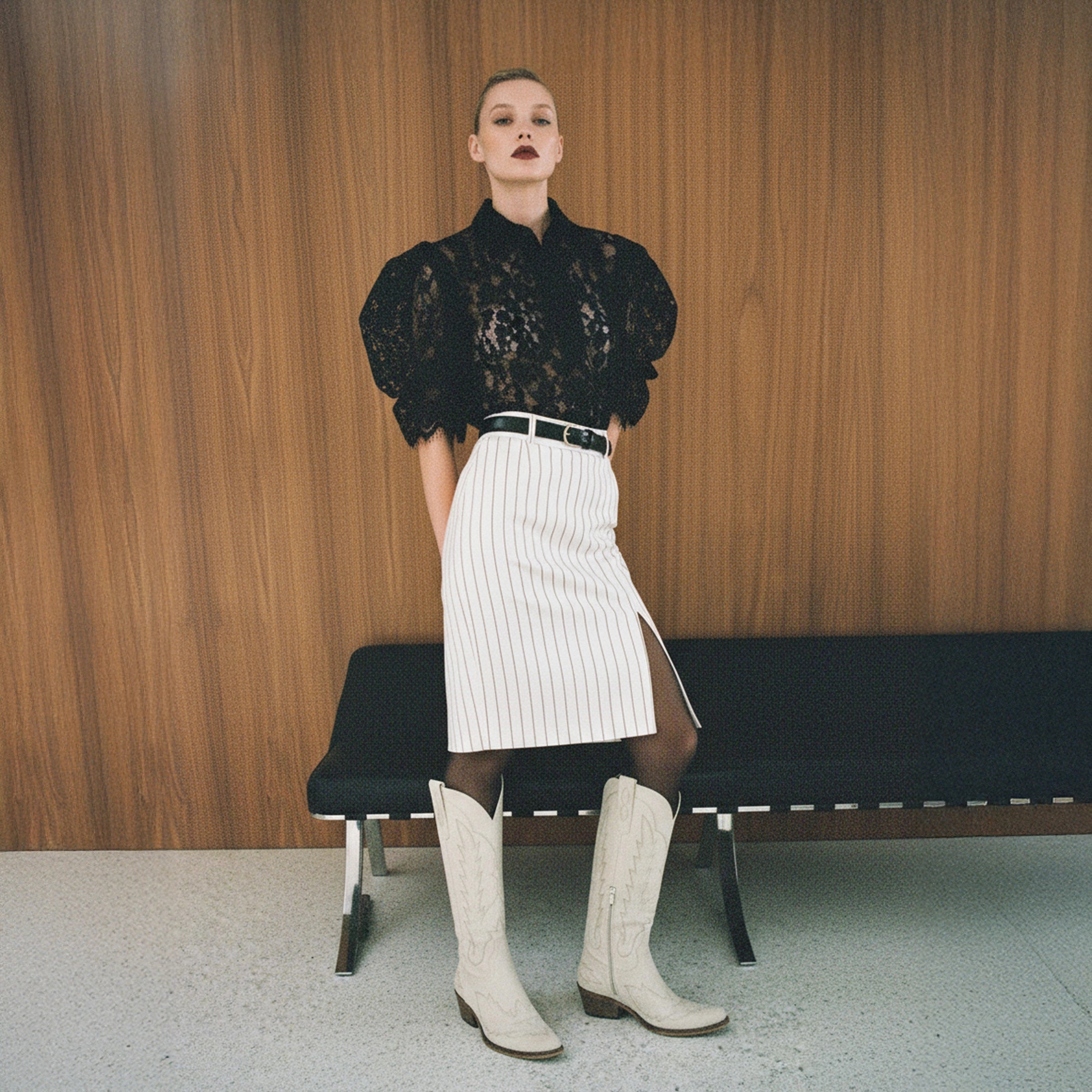 The Rosemary - Cream Classic Tall Cowgirl Boots with Embroidery