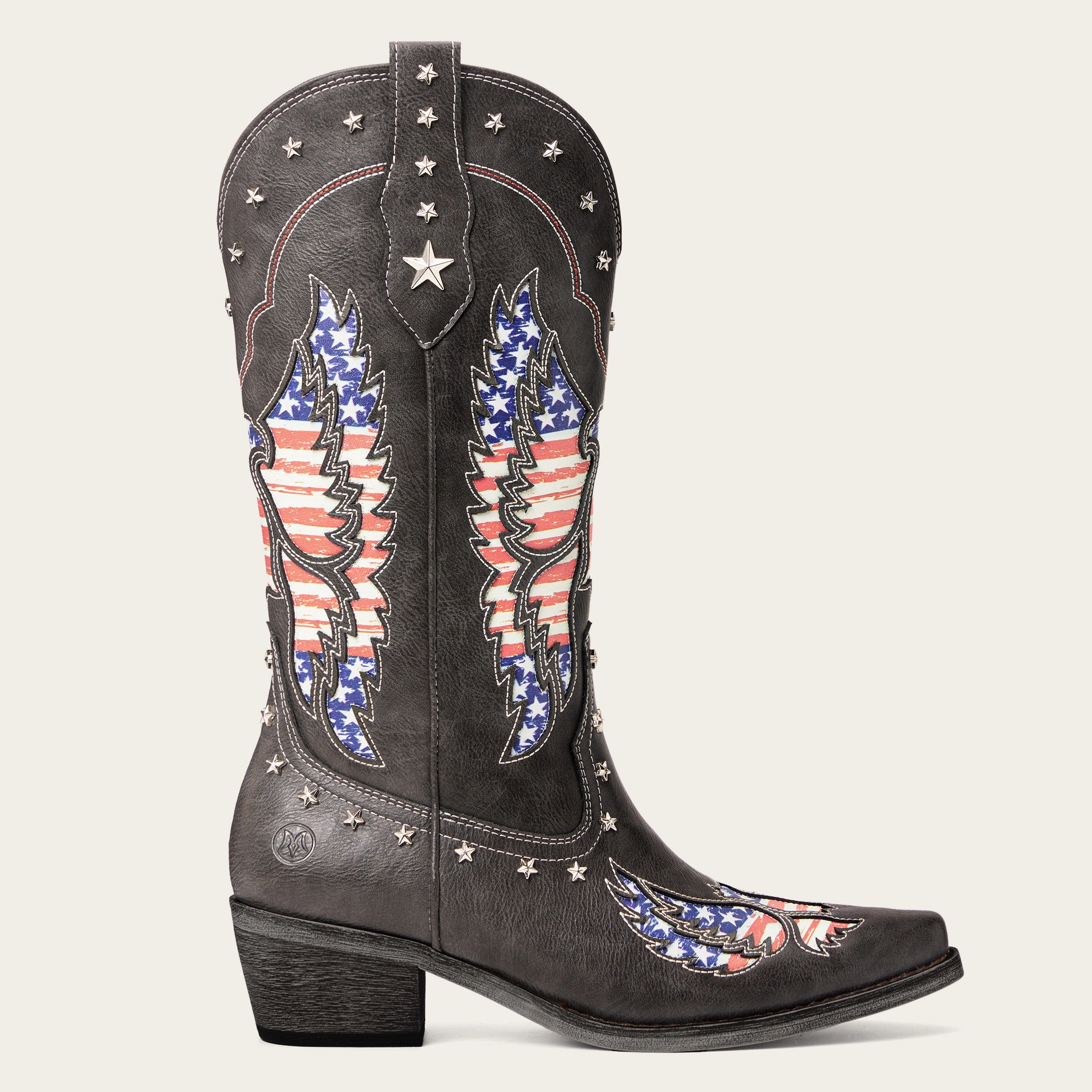 The Liberty – Grey Cowgirl Boots with 50 Stars & American Flag Eagle Embroidery
