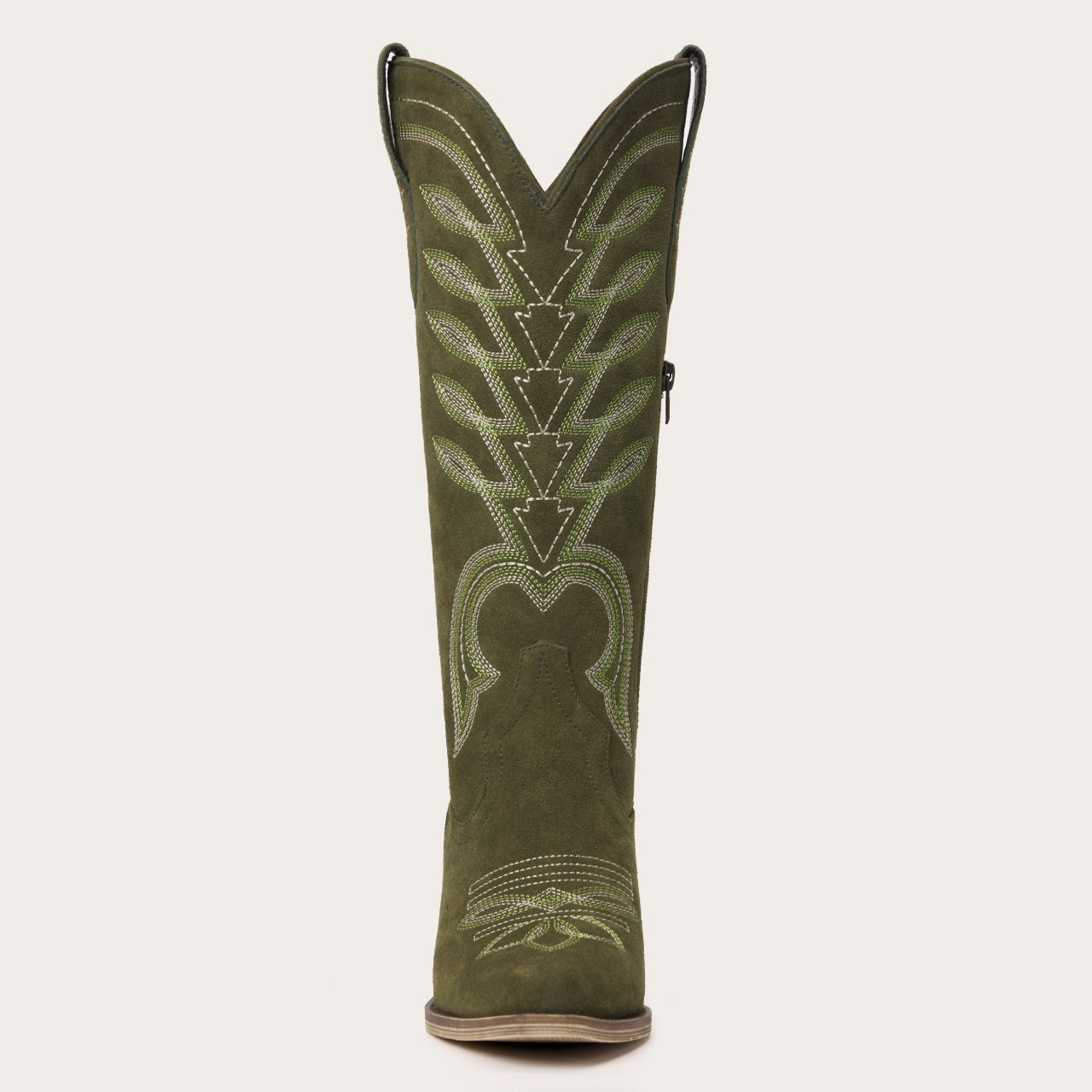 The Mojave – Olive Green Suede Cowgirl Boots with Classic Western Stitching