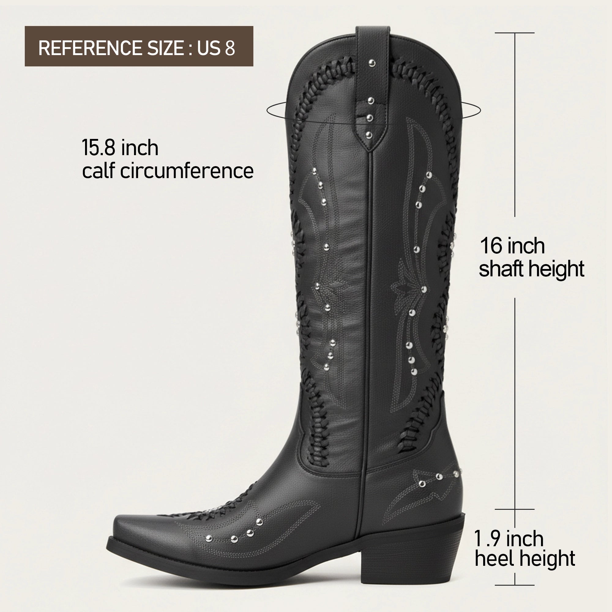 The Kitty - Black Snip Toe Rhinestone Cowgirl Boots with Cutout Woven