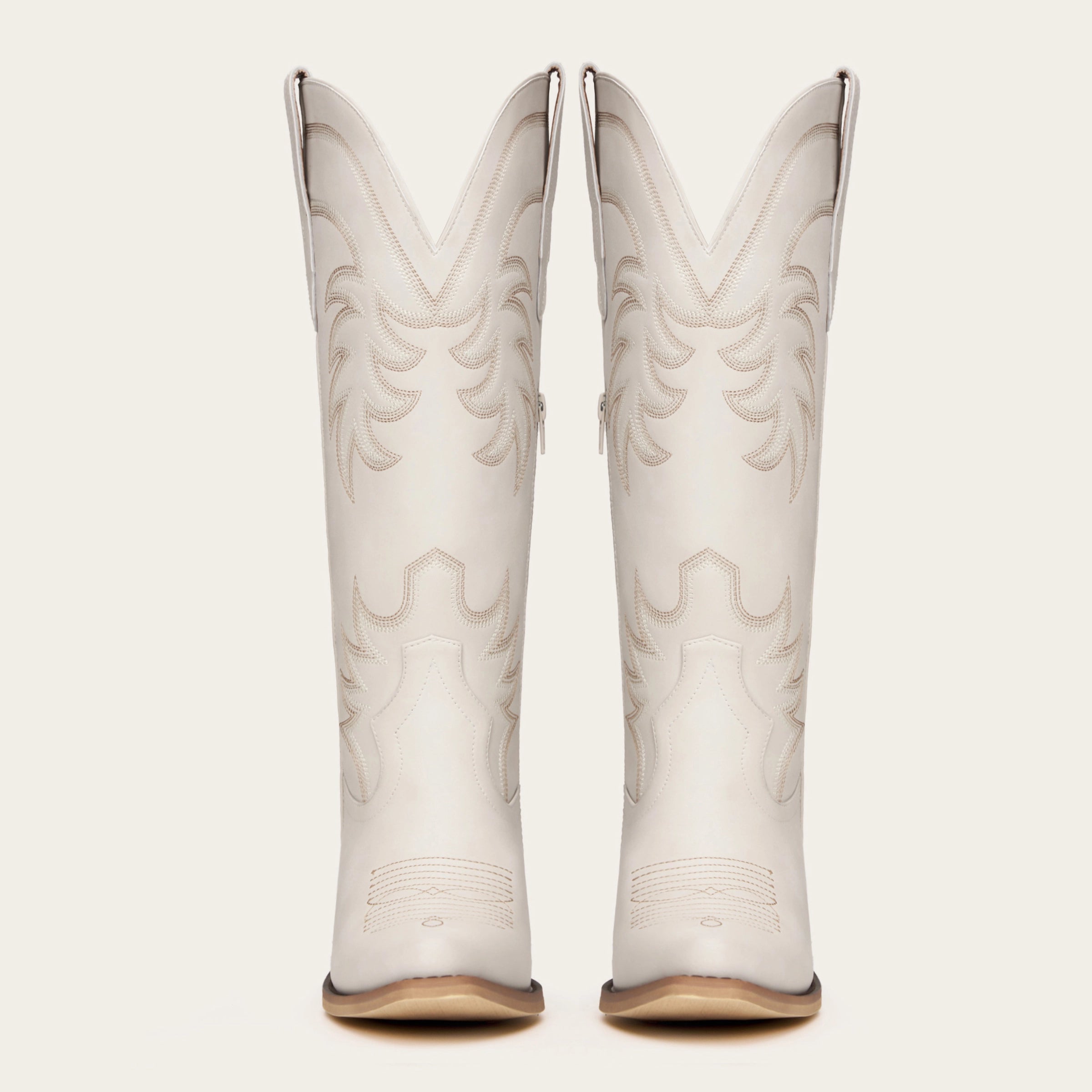 The Elizabeth - Cream Classic Snip Toe Slip-On Cowgirl Boots