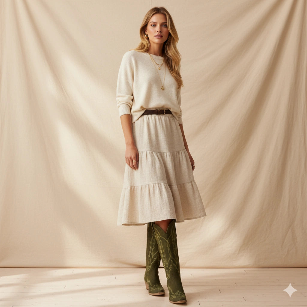 The Rosemary - Olive Suede Classic Tall Cowgirl Boots with Embroidery