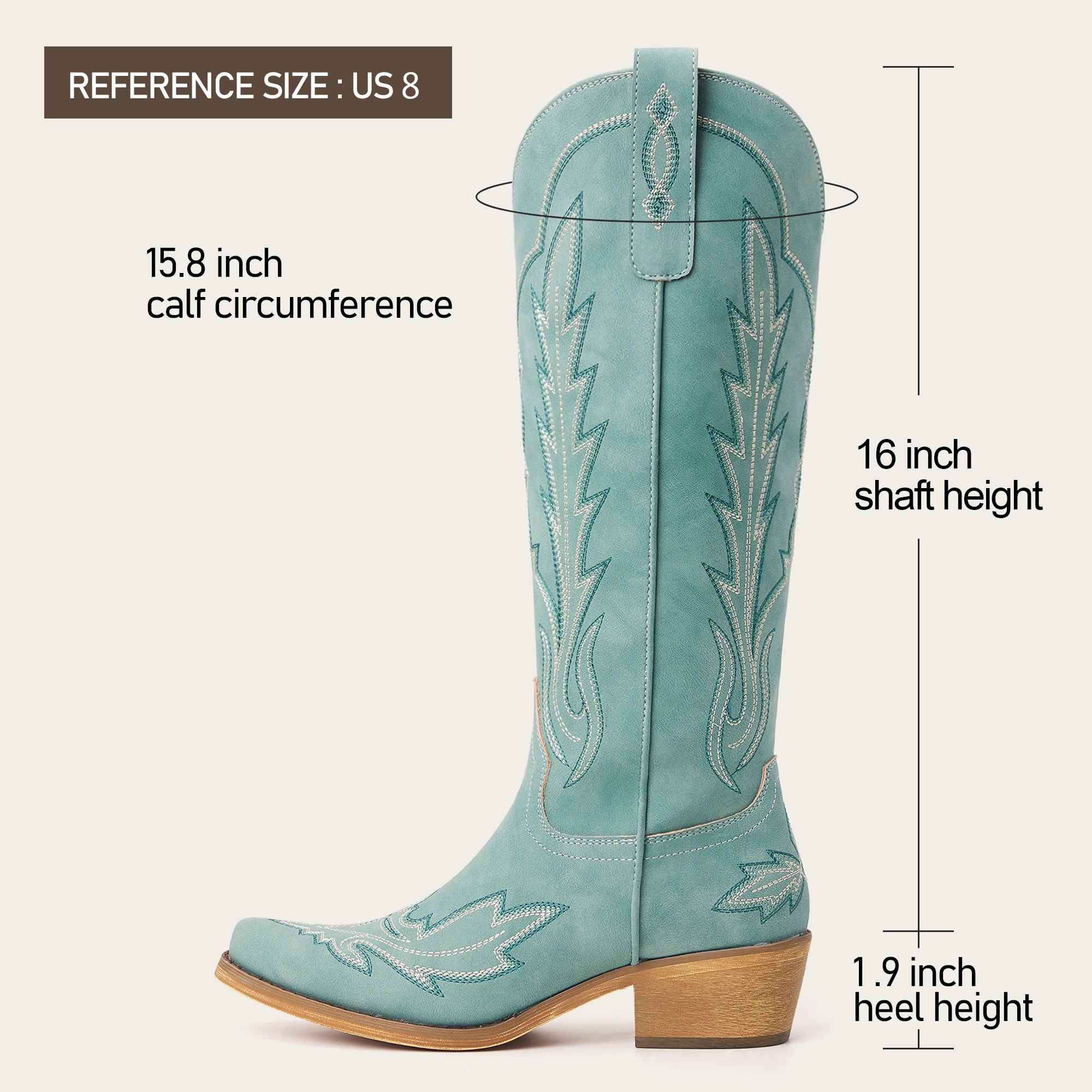 The Sierra – Turquoise Lightning Embroidered Cowgirl Boots