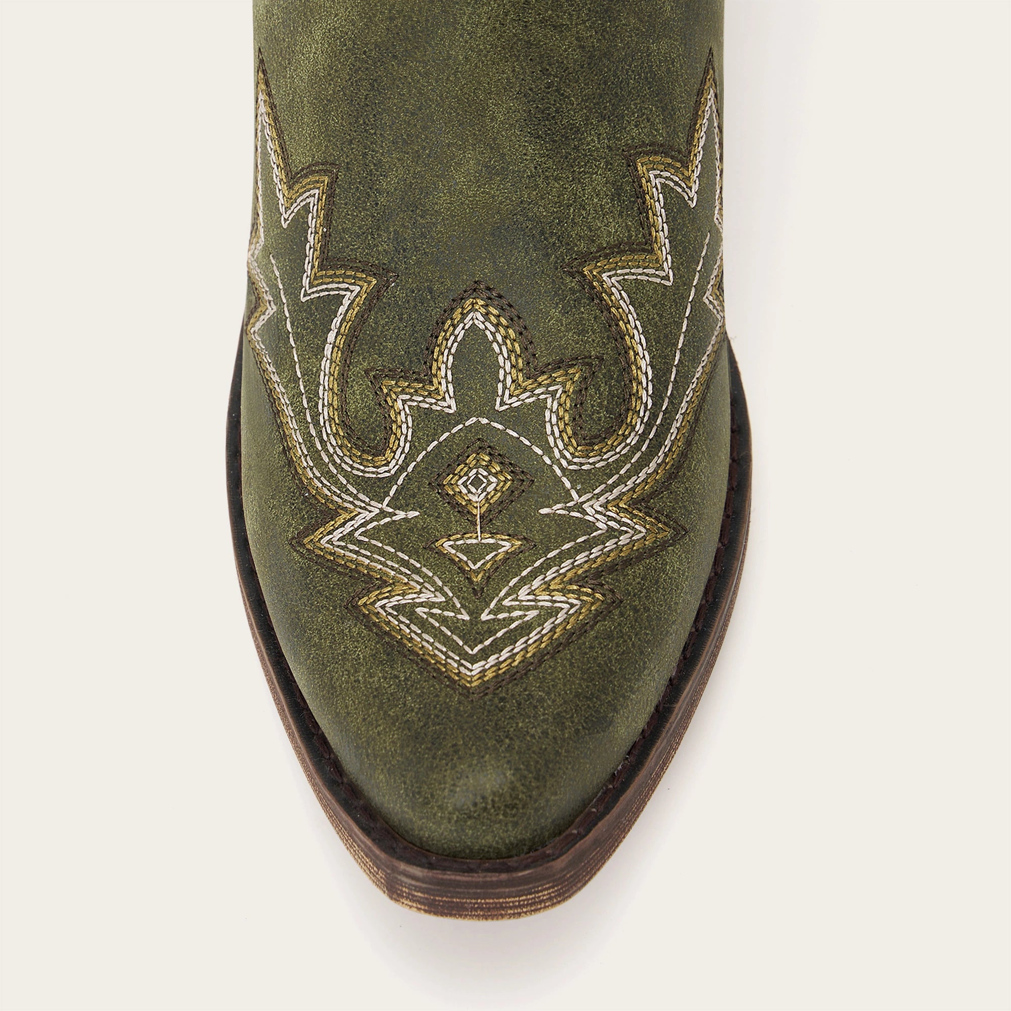 The Etta - Olive Short Tall Cowgirl Boots with Delicate Embroidery
