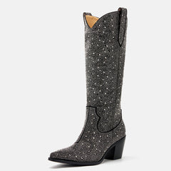Redtop Boots > western boots 5 REDTOP Women's Western Cowboy Boots Diamond Upper Sparkly Glitter for Party