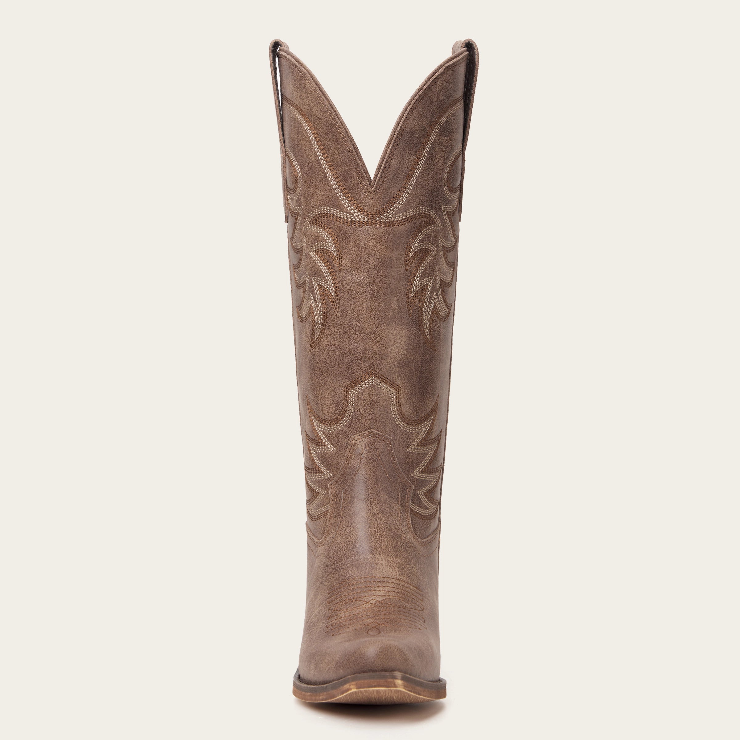 The Elizabeth - Brown Cowgirl Boots Snip Toe with Embroidered Detail
