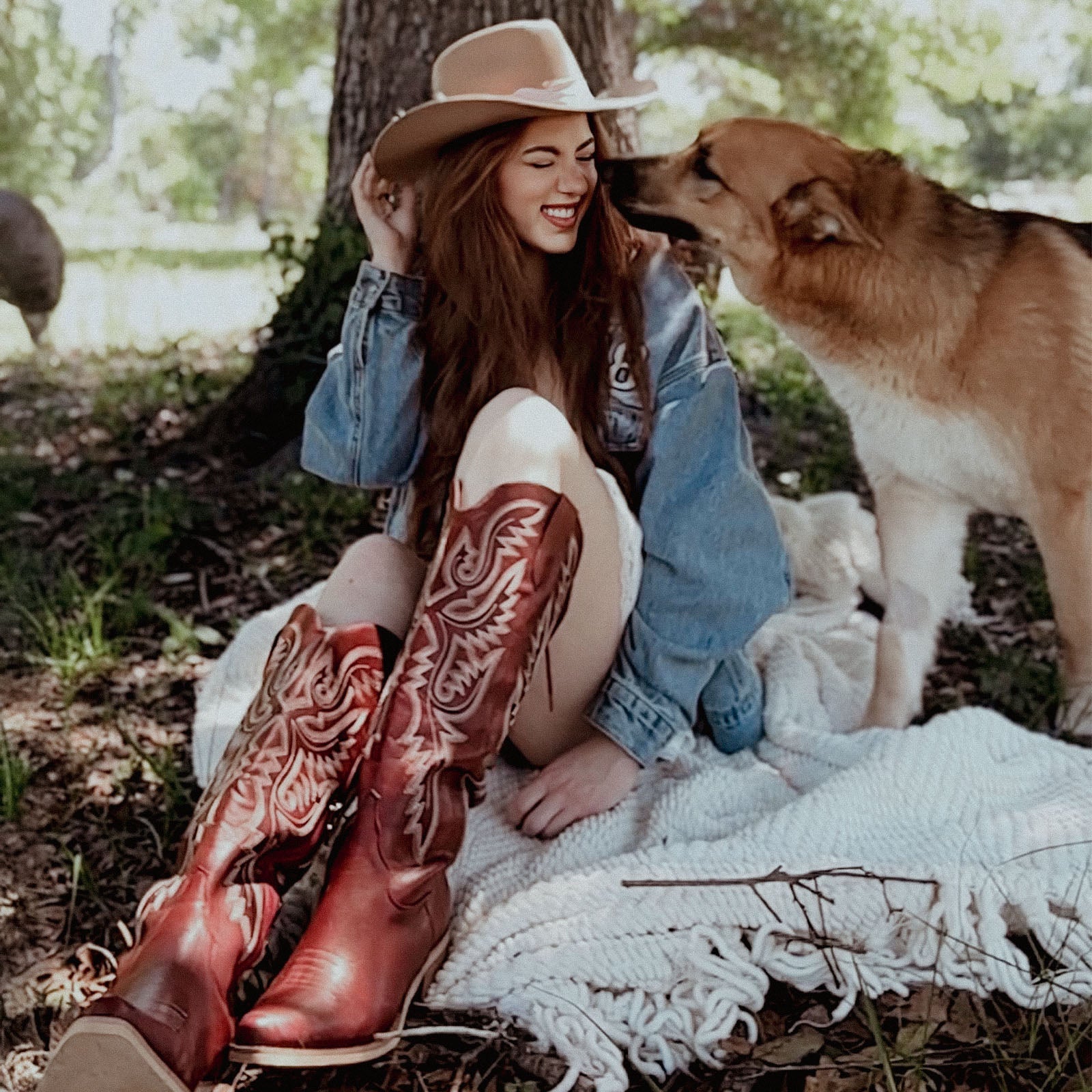 REDTOP Pink Snip Toe Heart Cutouts Embroidered Cute Tall Cowgirl Boots