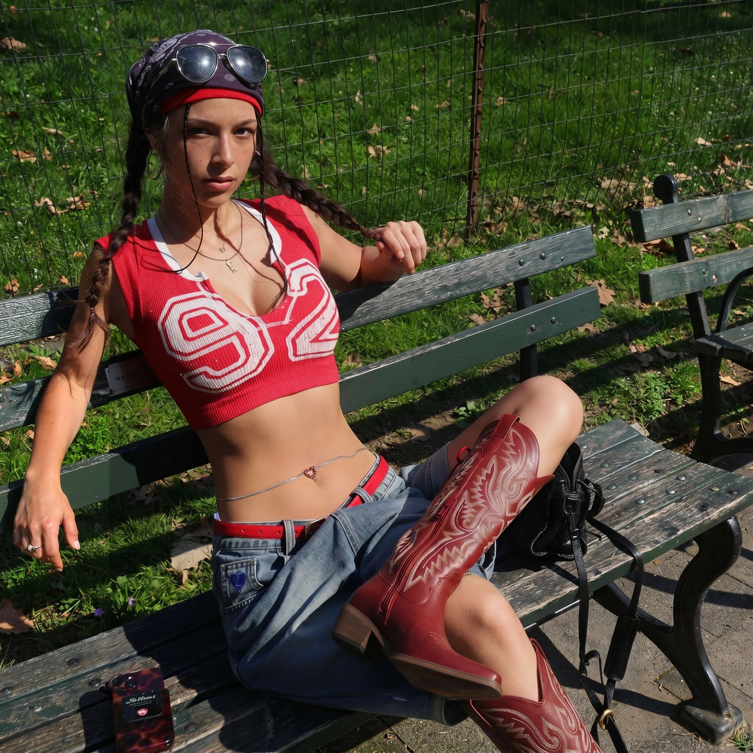 The Withersteen - Red Wide Calf Cowgirl Boots with Bold Embroidery and Lace-Up Back