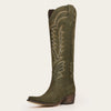 The Laurey - Olive Suede Embroidered Cowgirl Boots with Classic Western Flair