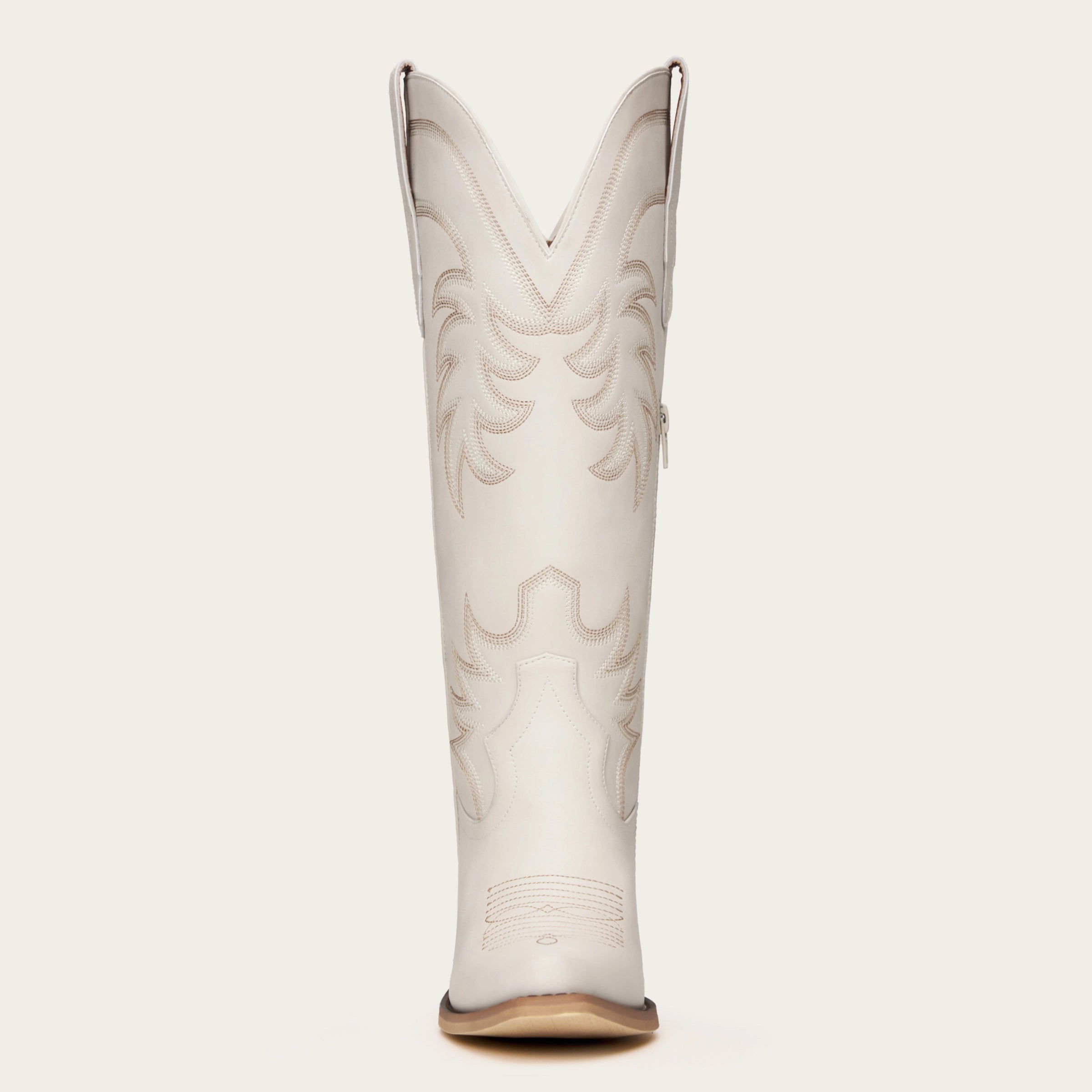The Elizabeth - Cream Cowgirl Boots with Timeless Elegance Embroidery