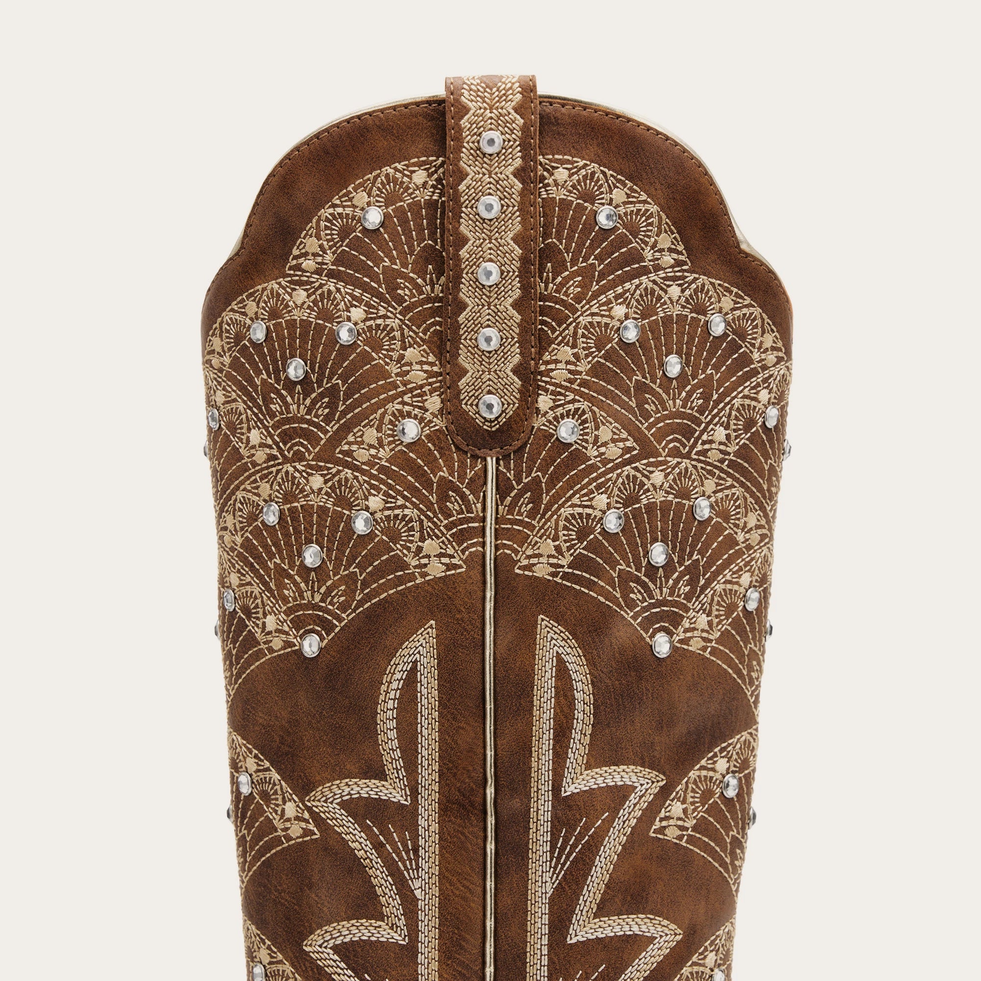 The Swenney - Brown Cowgirl Boots Floral Embroidery & Rhinestone Detail