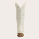 The Missie – White Embroidered Cowgirl Boots with Pearls and Elegant Western Flair
