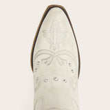 The Missie – White Embroidered Cowgirl Boots with Pearls and Elegant Western Flair