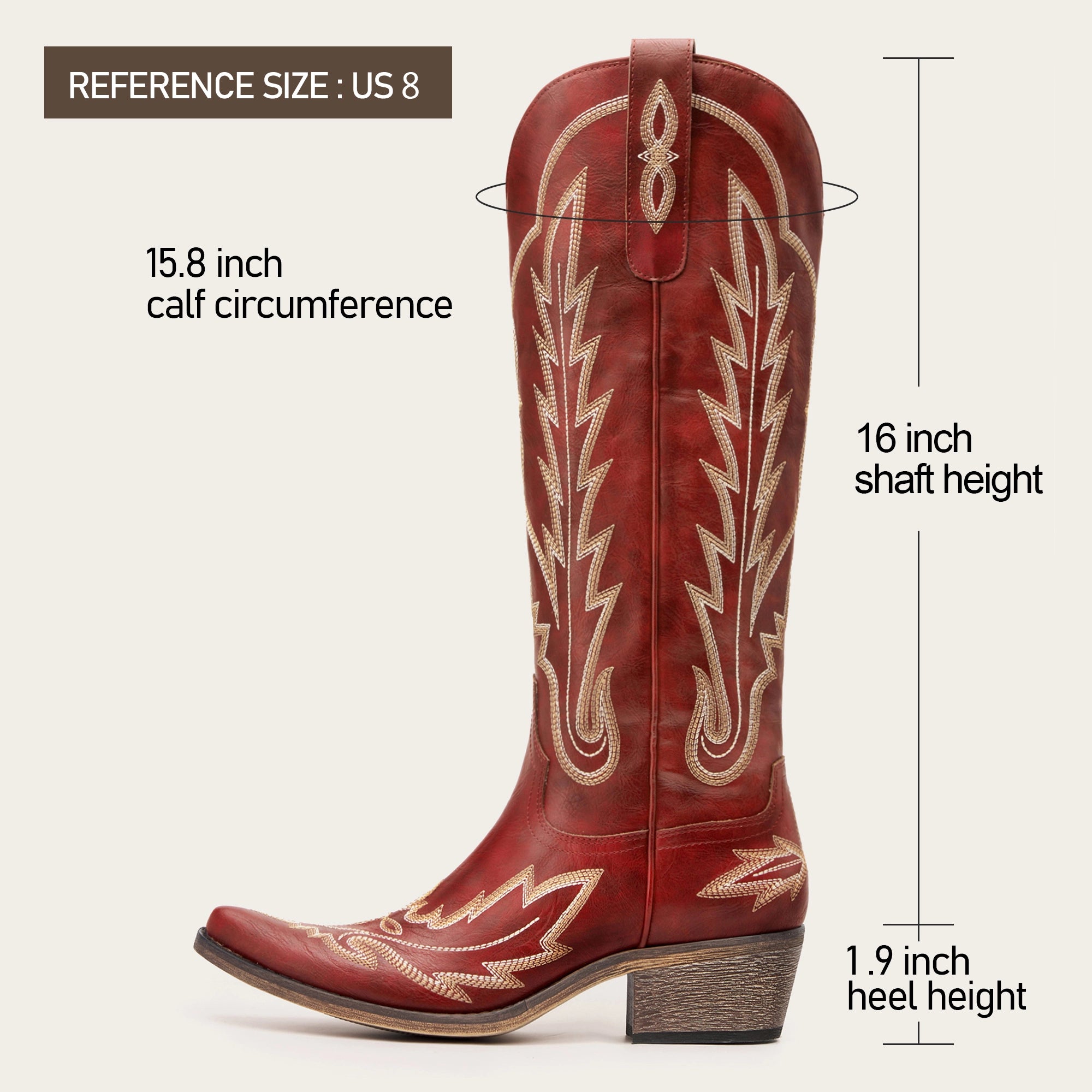 The Rosemary - Canyon Red Embroidered Tall Western Cowgirl Boots with Side Zipper