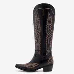 Women's Embroidered Black Cowgirl Boots