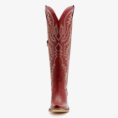 Women's Cowgirl Western Boots Long Lace-up Red Embroidered Boots